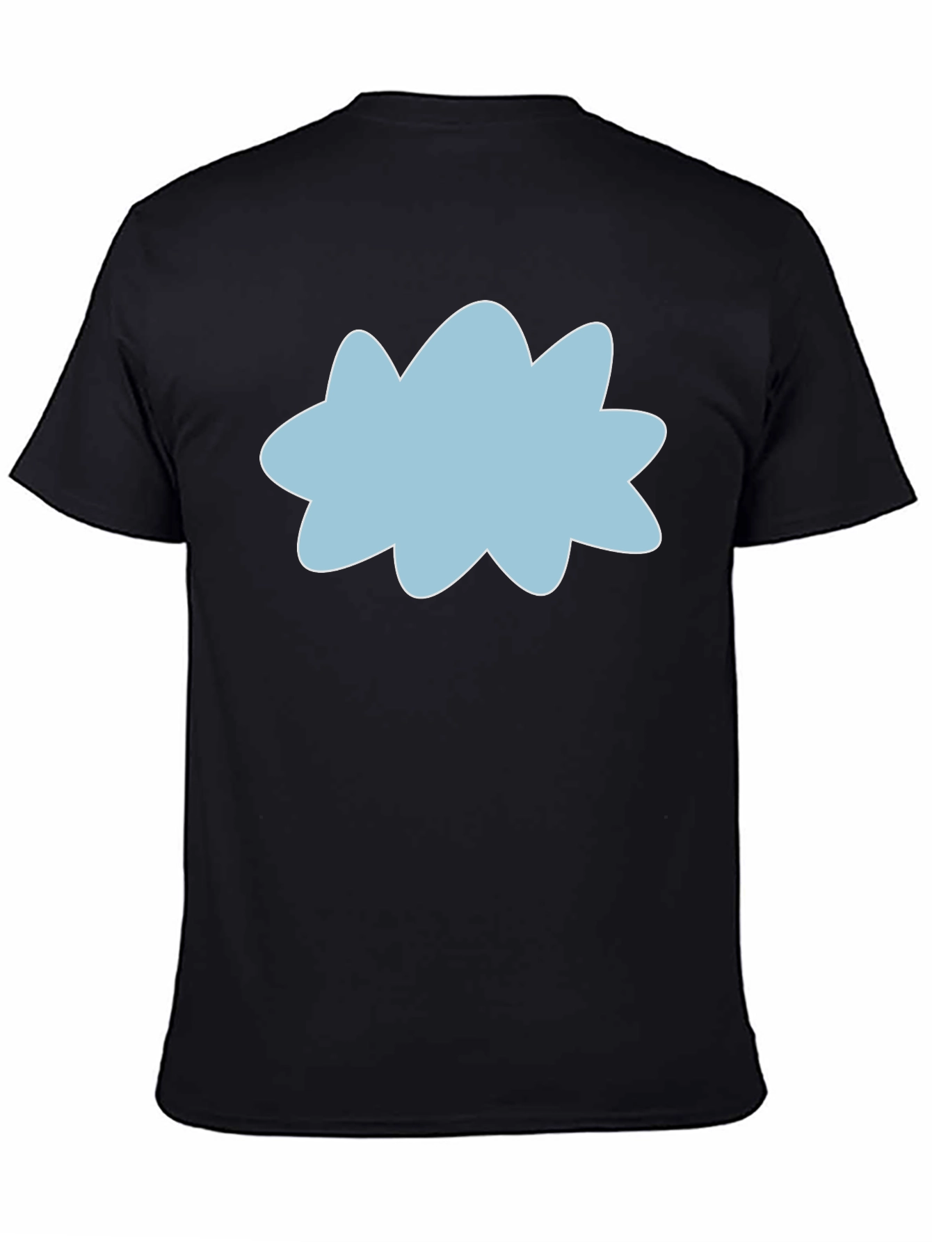 Black Tee with Sky Blue Cloud Graphic