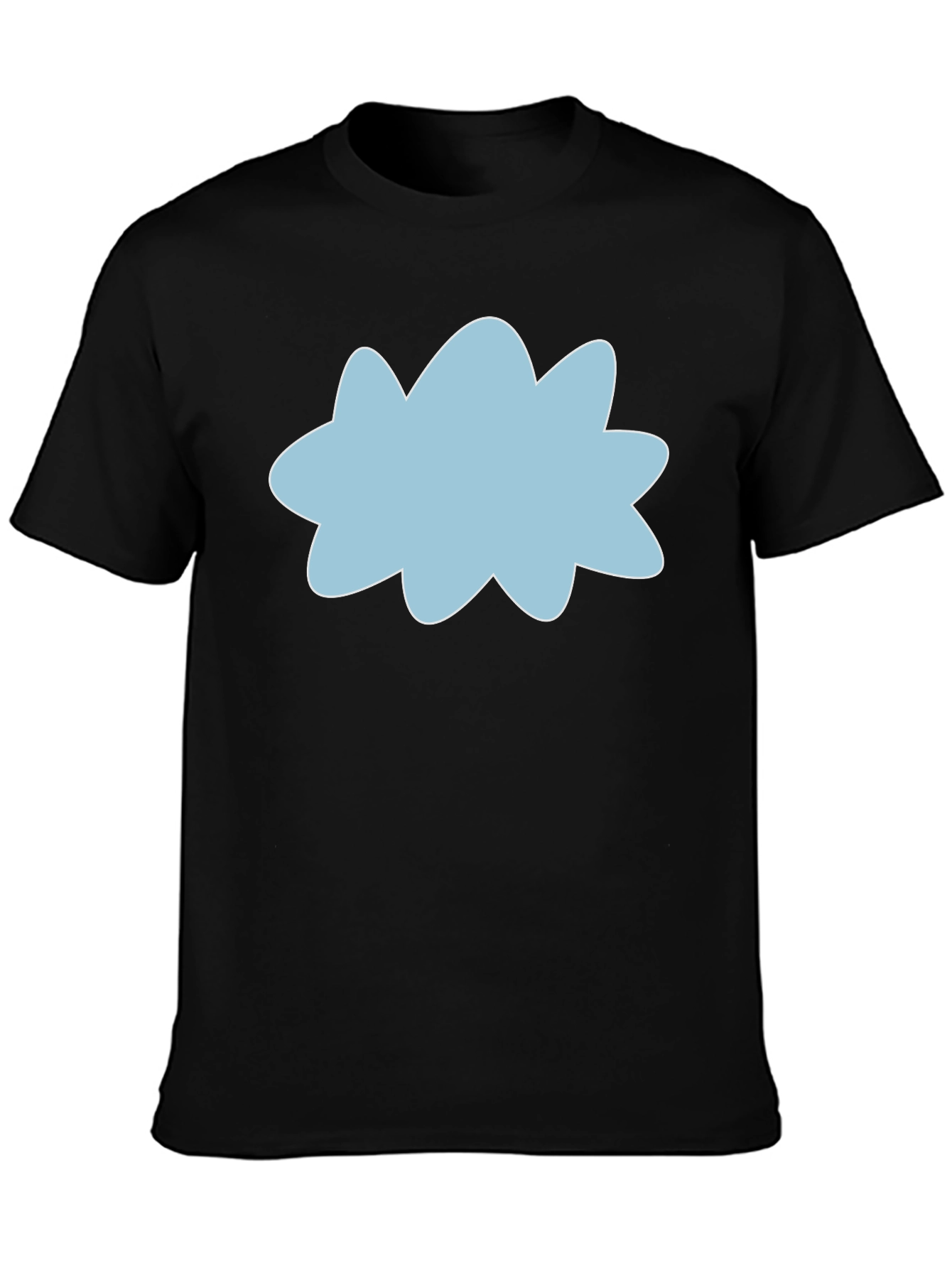 Black Tee with Sky Blue Cloud Graphic