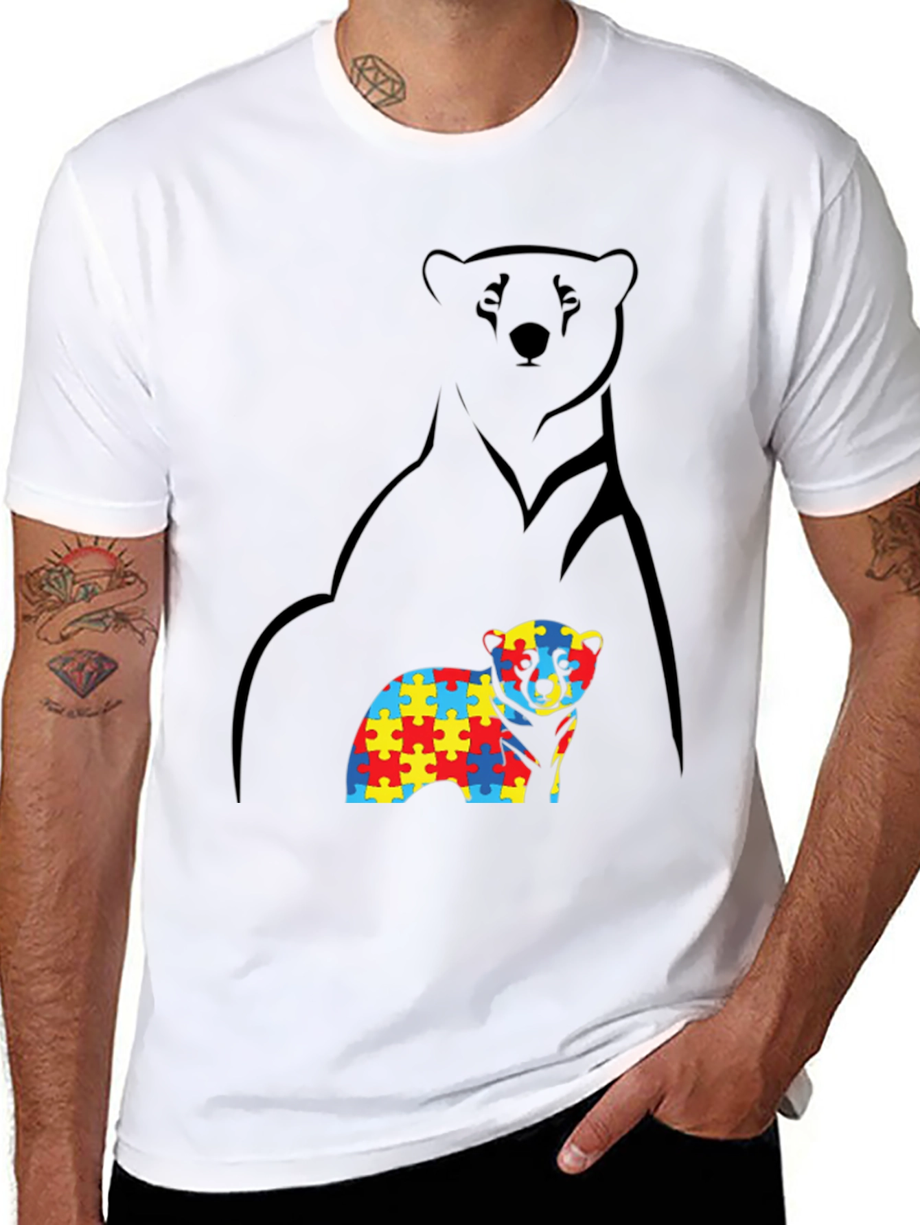 Autism Awareness Bear T-Shirt - Support & Acceptance