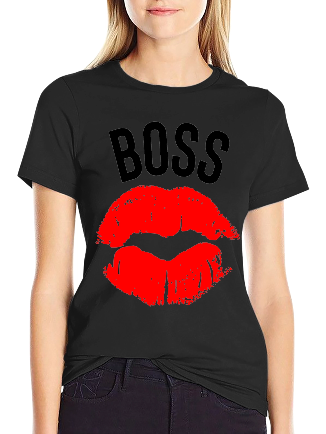 Boss Lips Graphic Tee - Bold Black T-Shirt