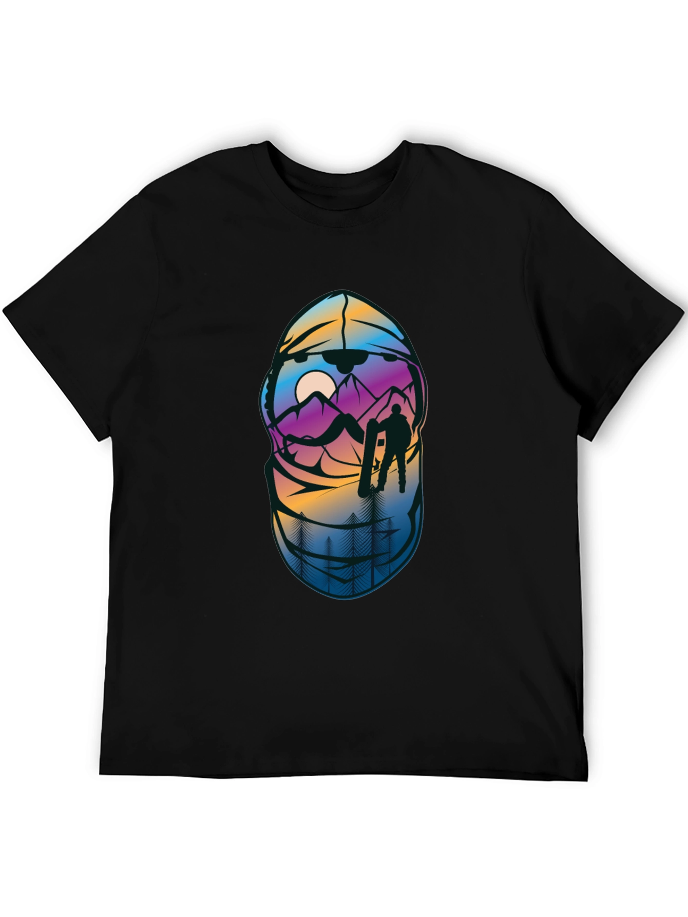 Snowboarder Mountain Scene Graphic T-Shirt