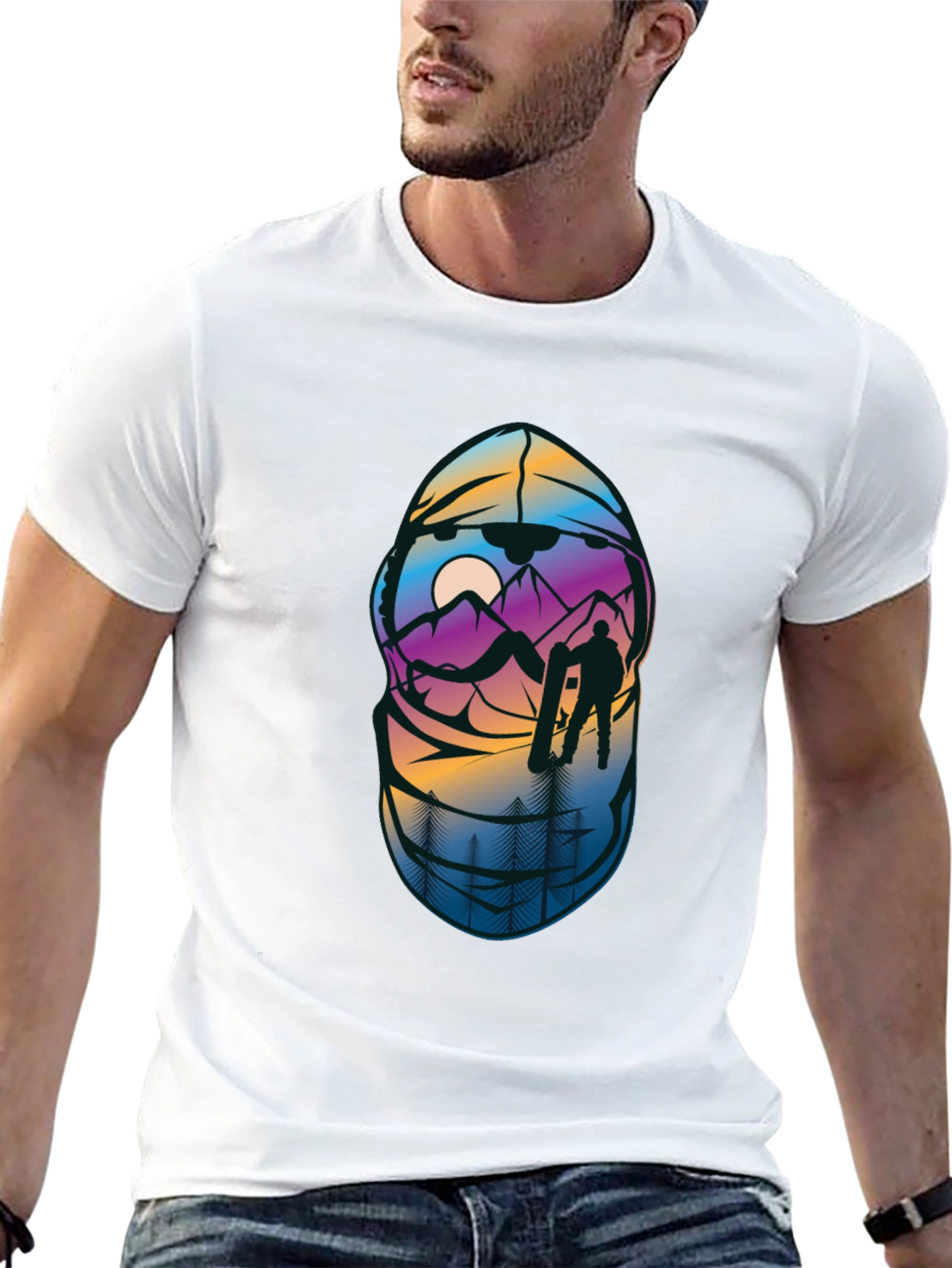 Snowboarder Mountain Scene Graphic T-Shirt