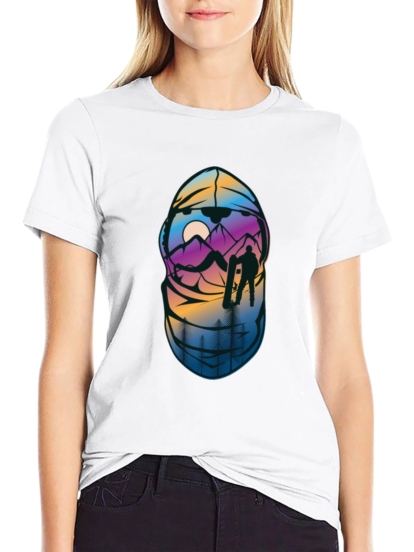Snowboarder Mountain Scene Graphic T-Shirt