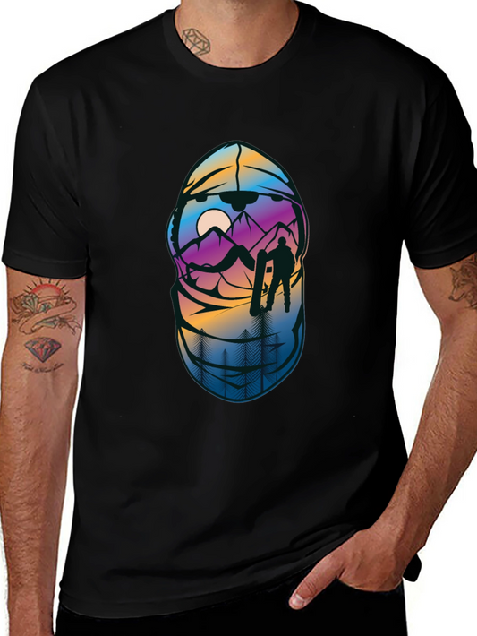 Snowboarder Mountain Scene Graphic T-Shirt