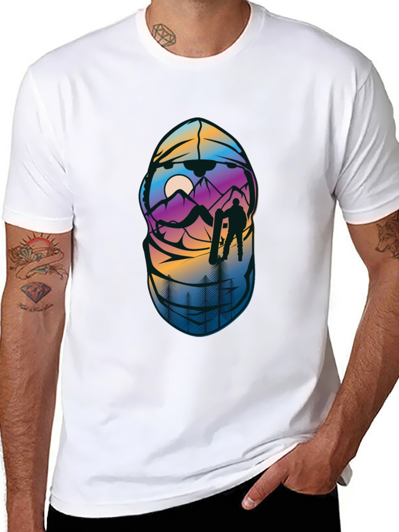 Snowboarder Mountain Scene Graphic T-Shirt