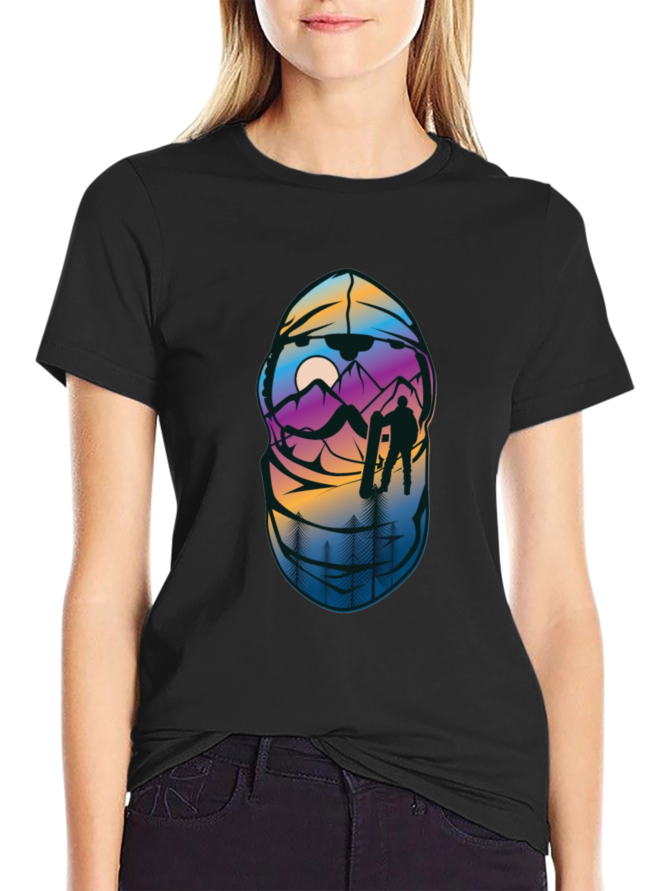 Snowboarder Mountain Scene Graphic T-Shirt