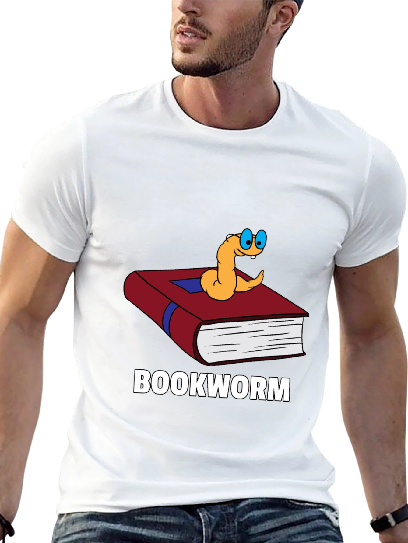 Bookworm T-Shirt Funny Cartoon Reader Novelty Tee
