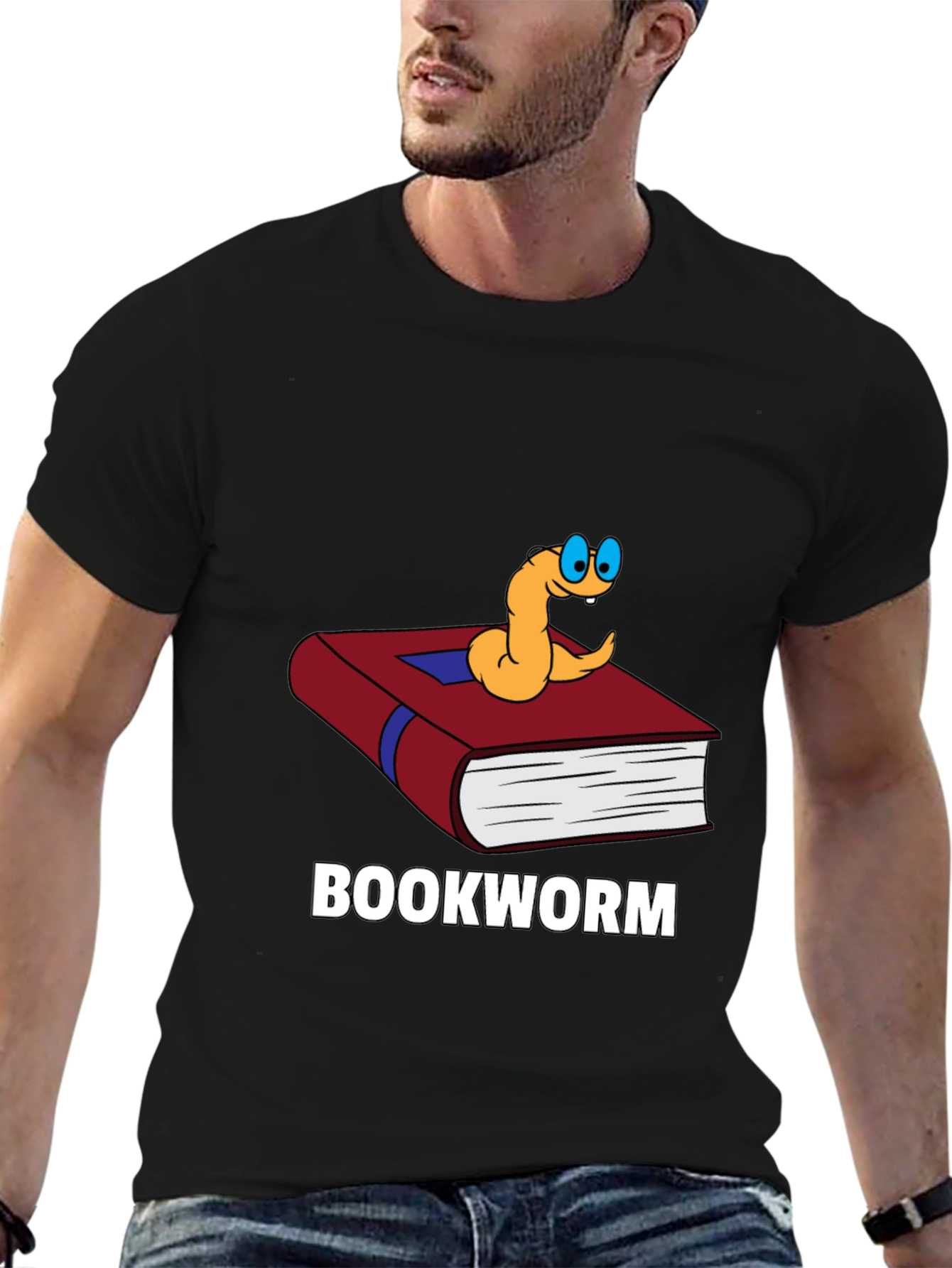 Bookworm T-Shirt Funny Cartoon Reader Novelty Tee