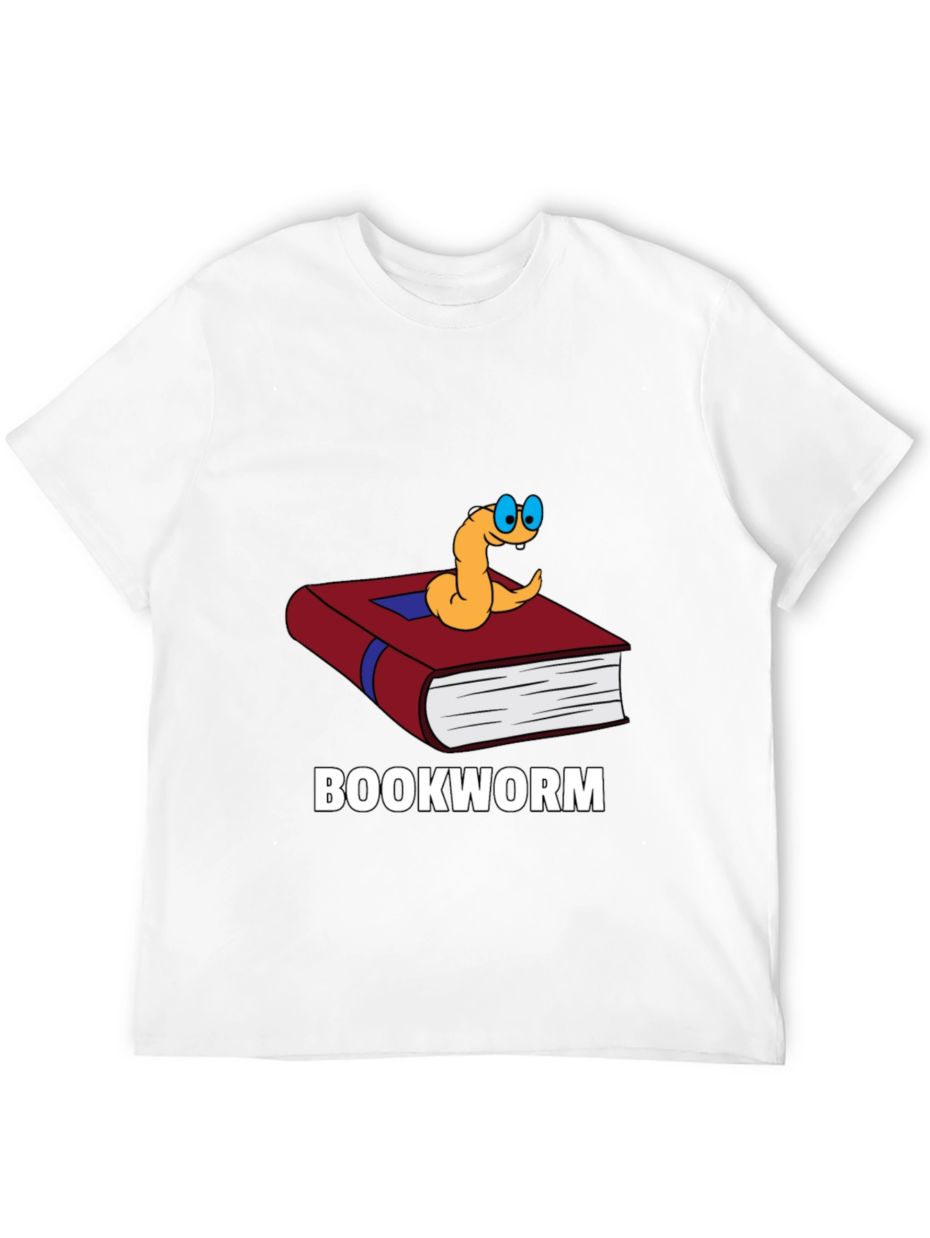 Bookworm T-Shirt Funny Cartoon Reader Novelty Tee