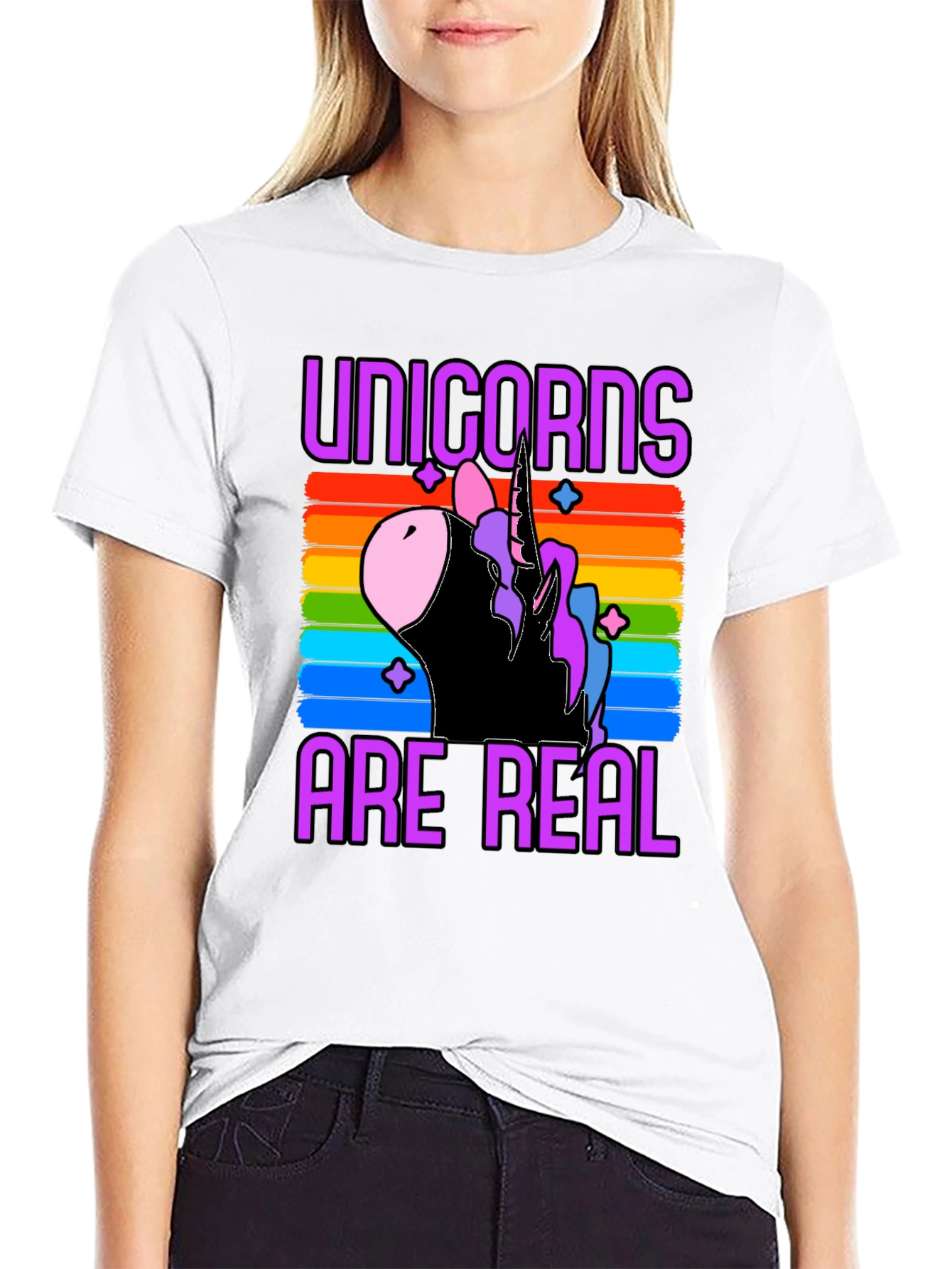 Unicorns Are Real Rainbow Graphic T-Shirt