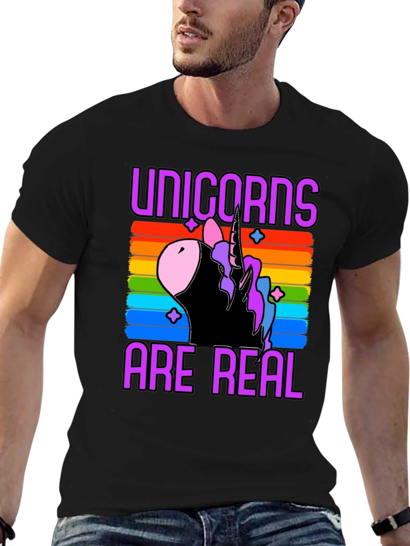 Unicorns Are Real Rainbow Graphic T-Shirt