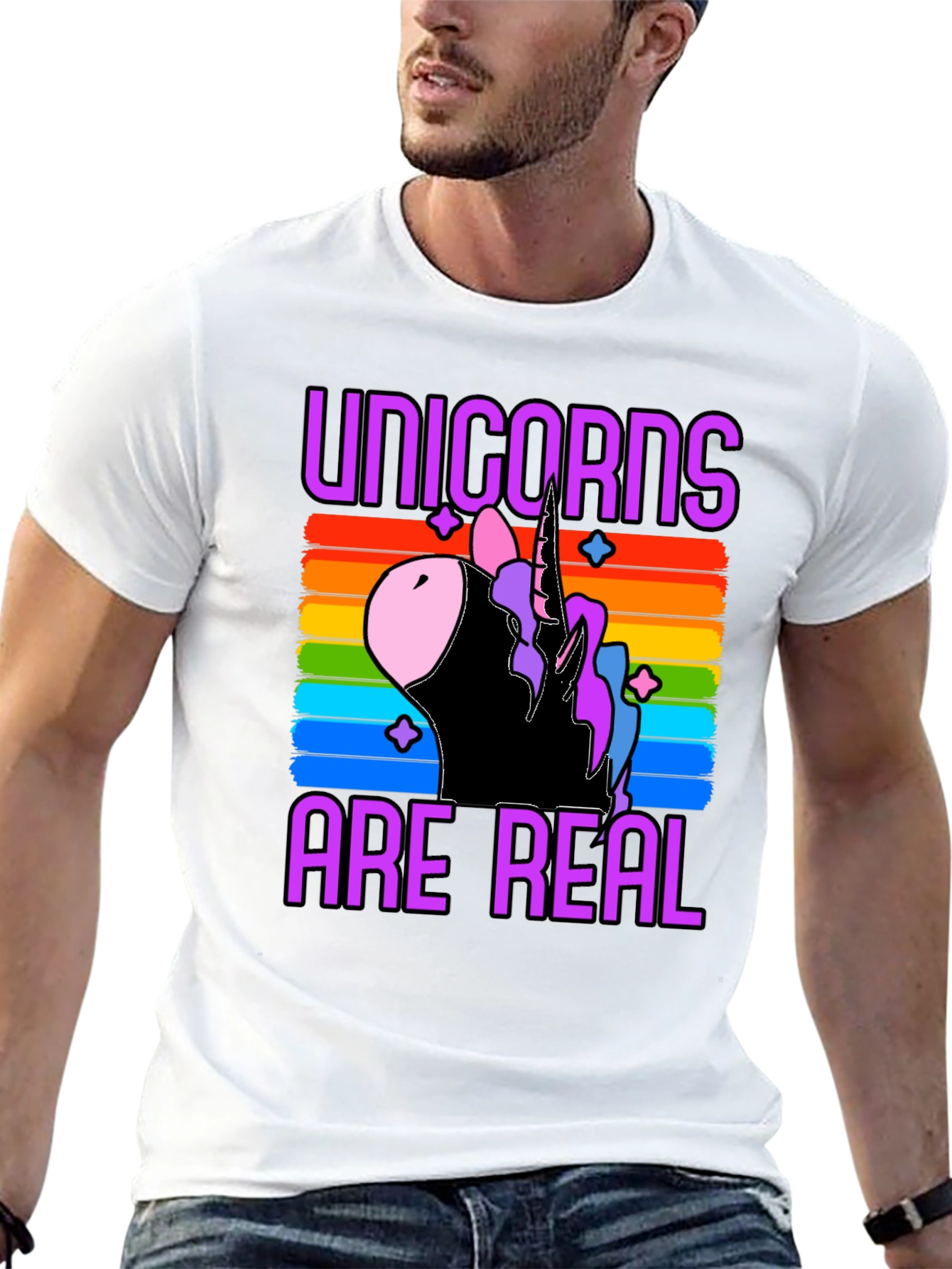 Unicorns Are Real Rainbow Graphic T-Shirt