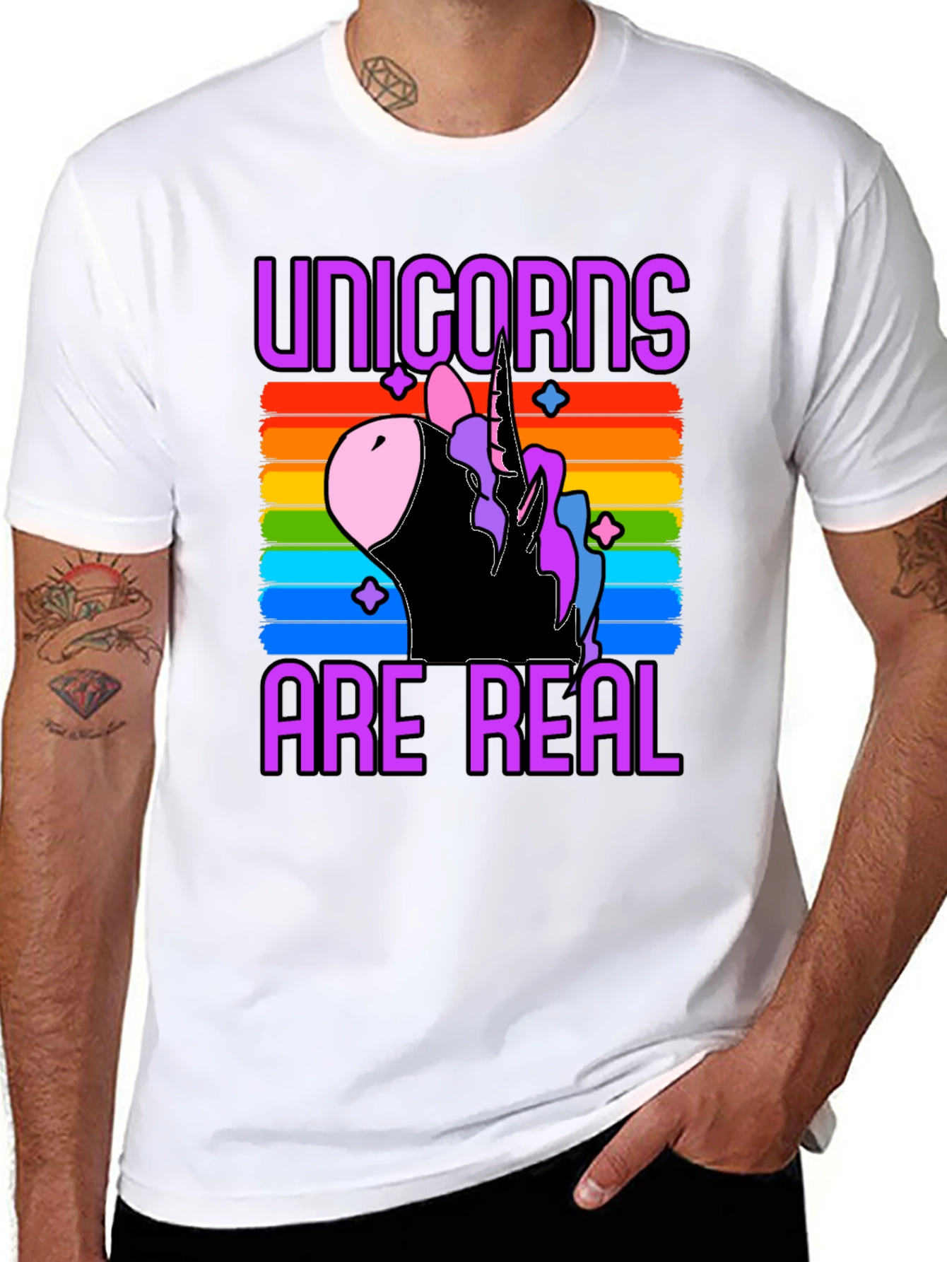 Unicorns Are Real Rainbow Graphic T-Shirt