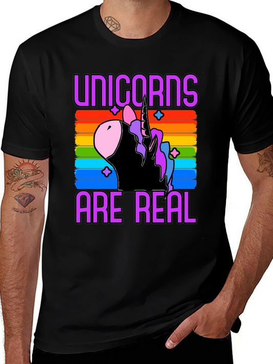 Unicorns Are Real Rainbow Graphic T-Shirt