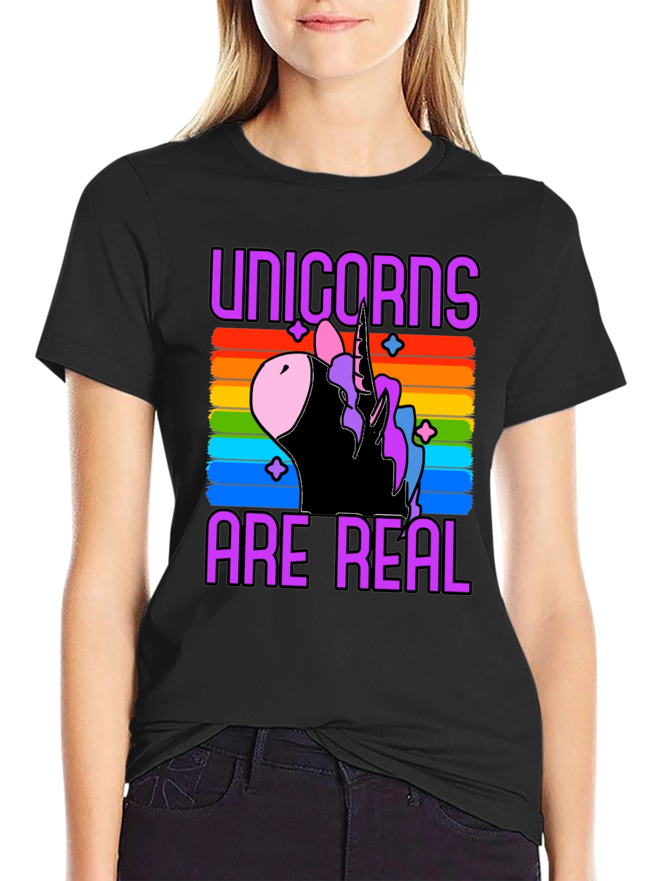 Unicorns Are Real Rainbow Graphic T-Shirt