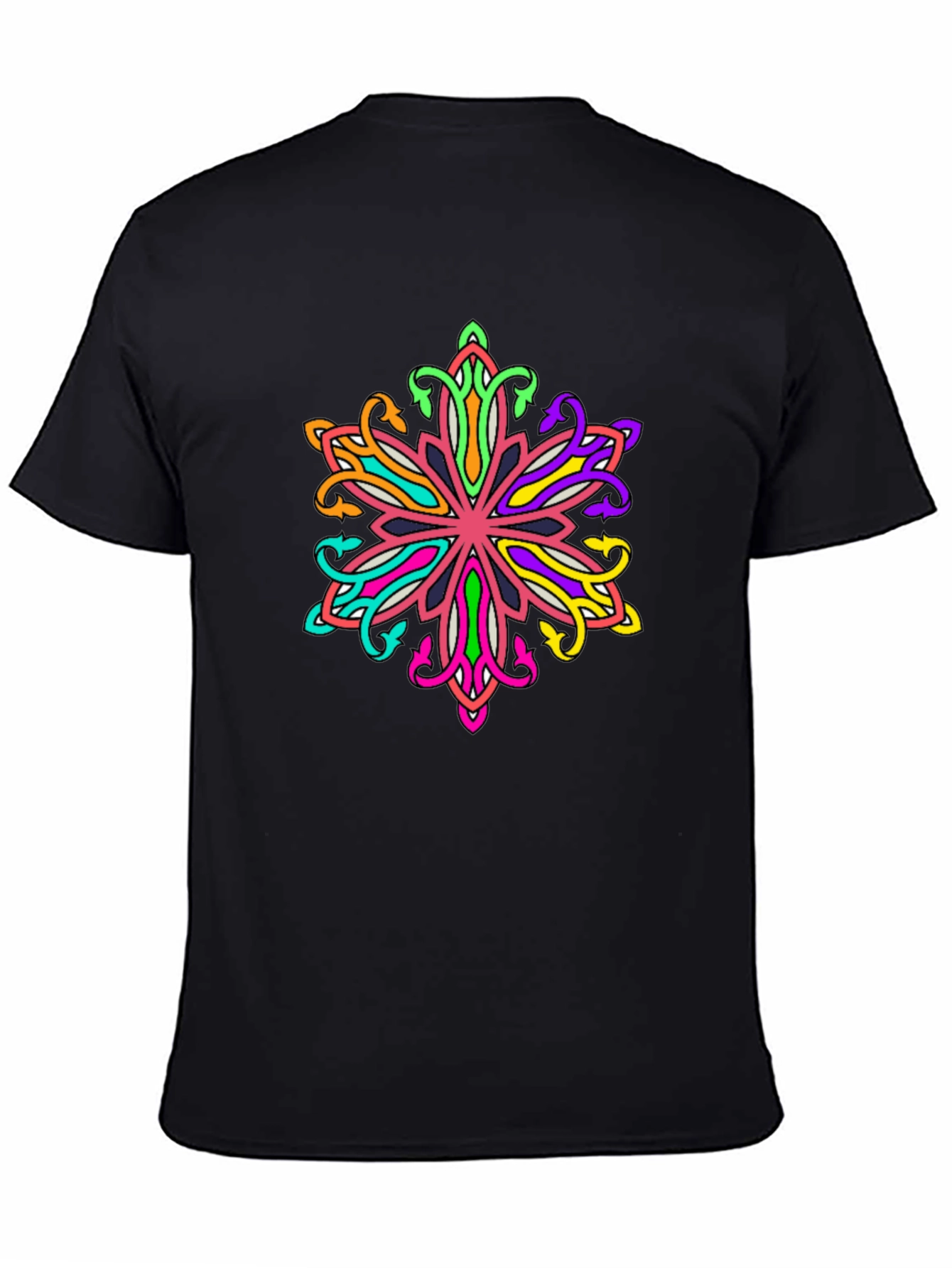 Vibrant Mandala Graphic Tee - Mens Black T-Shirt