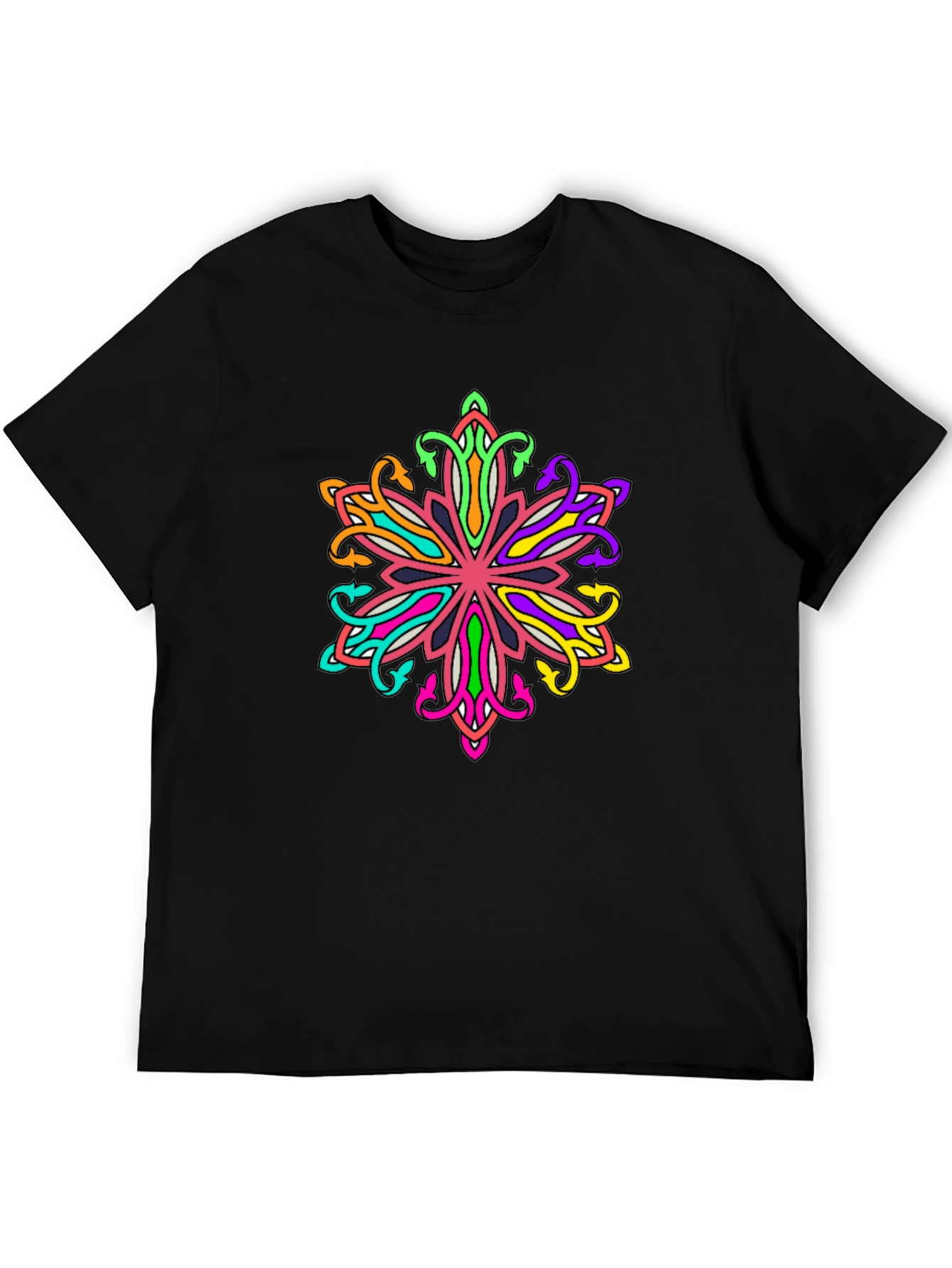 Vibrant Mandala Graphic Tee - Mens Black T-Shirt