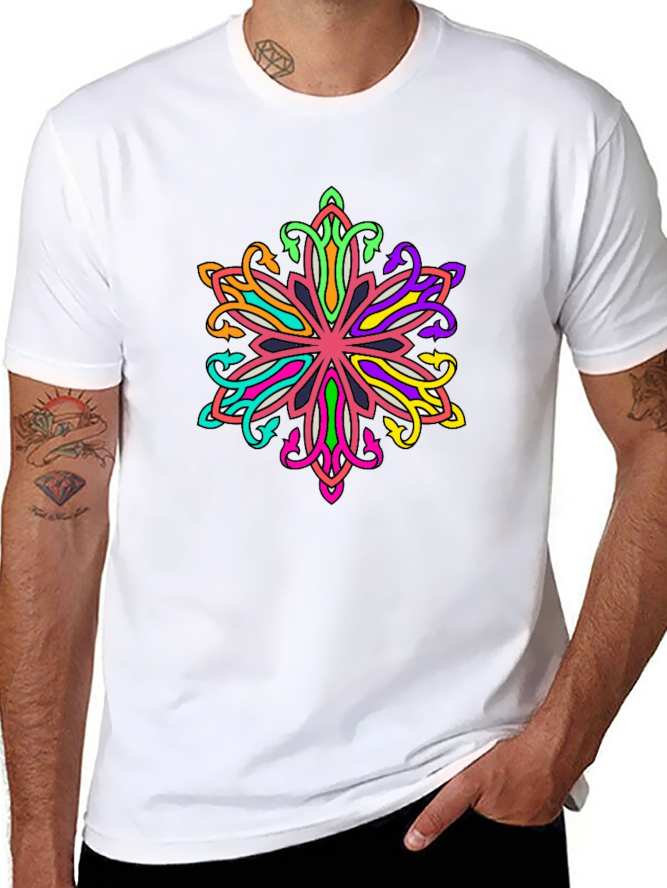 Vibrant Mandala Graphic Tee - Mens Black T-Shirt