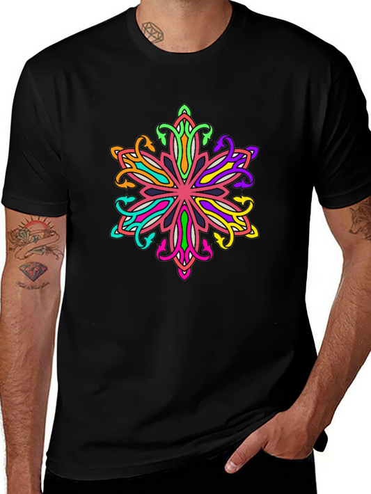 Vibrant Mandala Graphic Tee - Mens Black T-Shirt