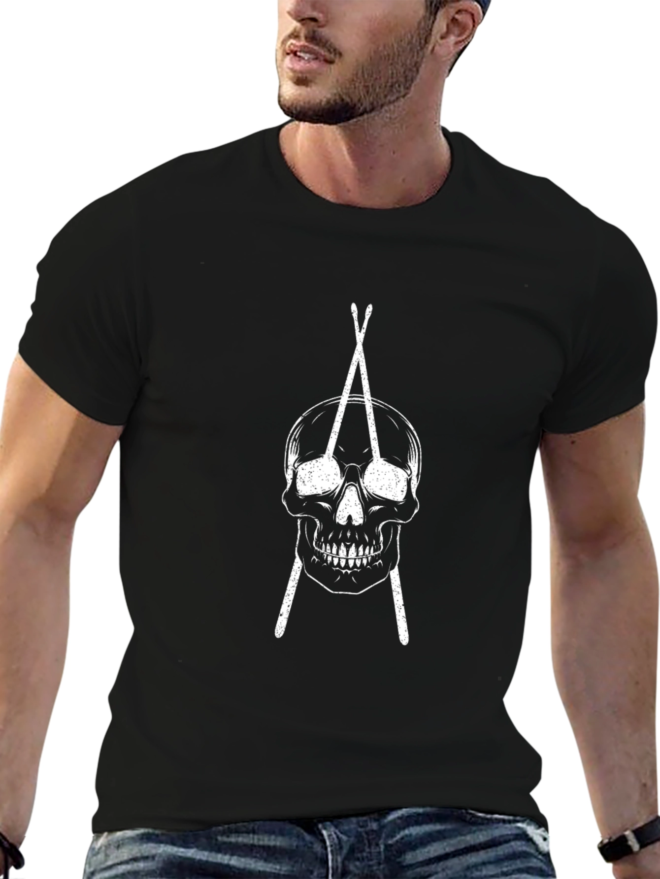 Skull & Drumsticks Graphic T-Shirt