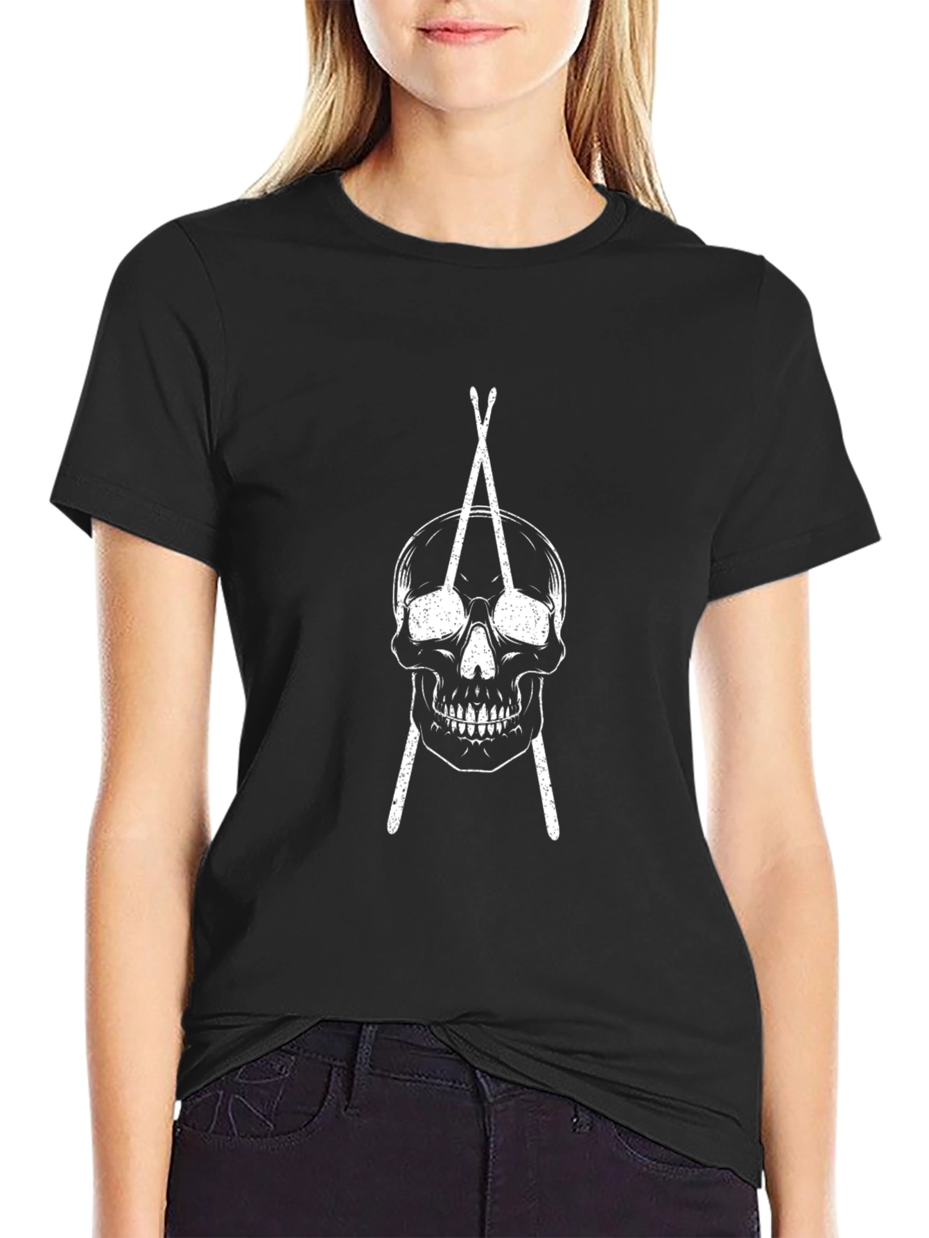 Skull & Drumsticks Graphic T-Shirt