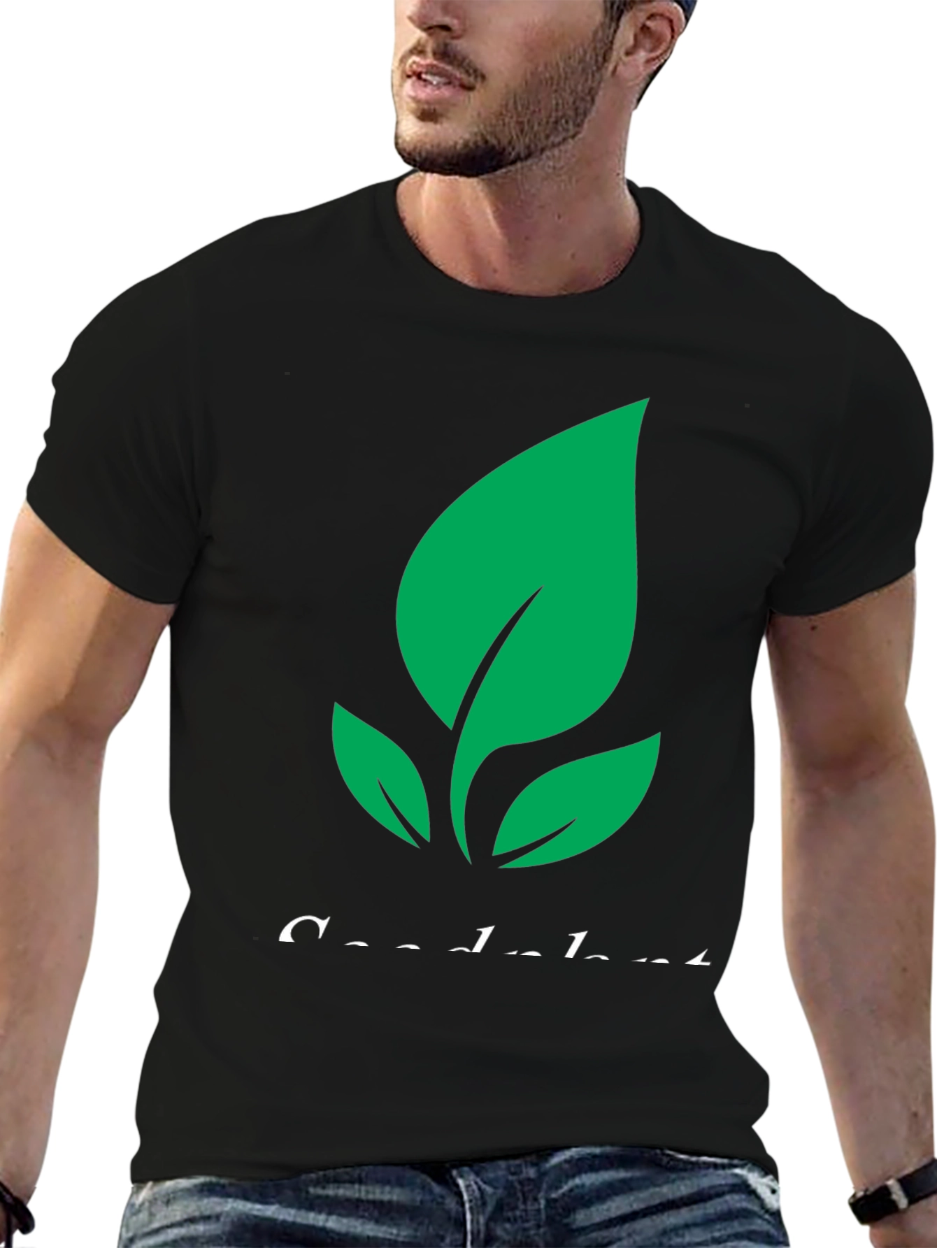Eco-Friendly Plant Graphic Tee - Black