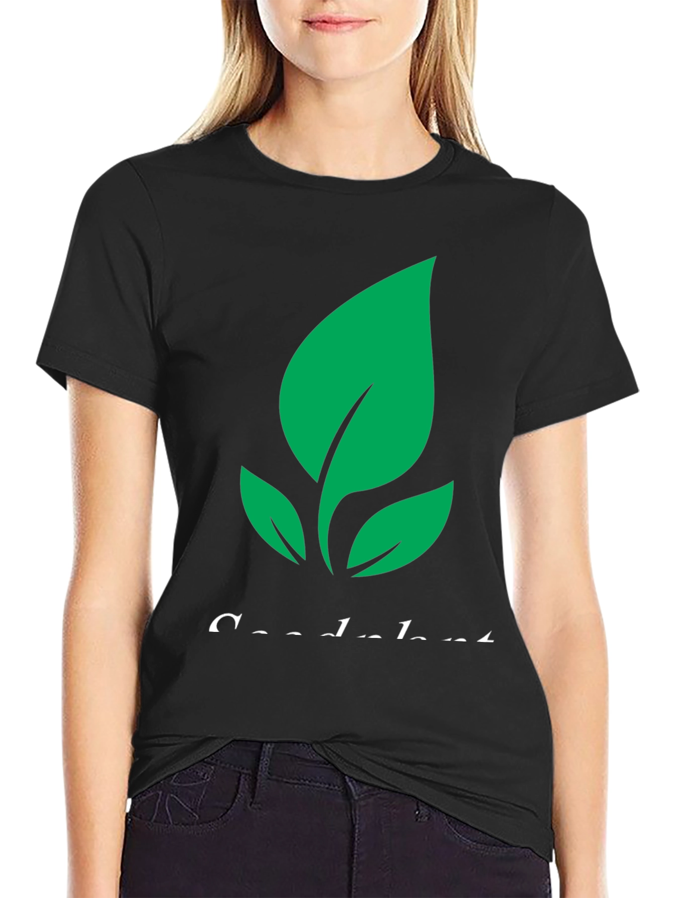 Eco-Friendly Plant Graphic Tee - Black