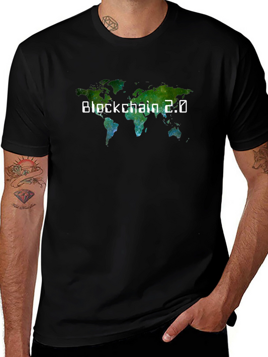 Blockchain 2.0 World Map T-Shirt - Black
