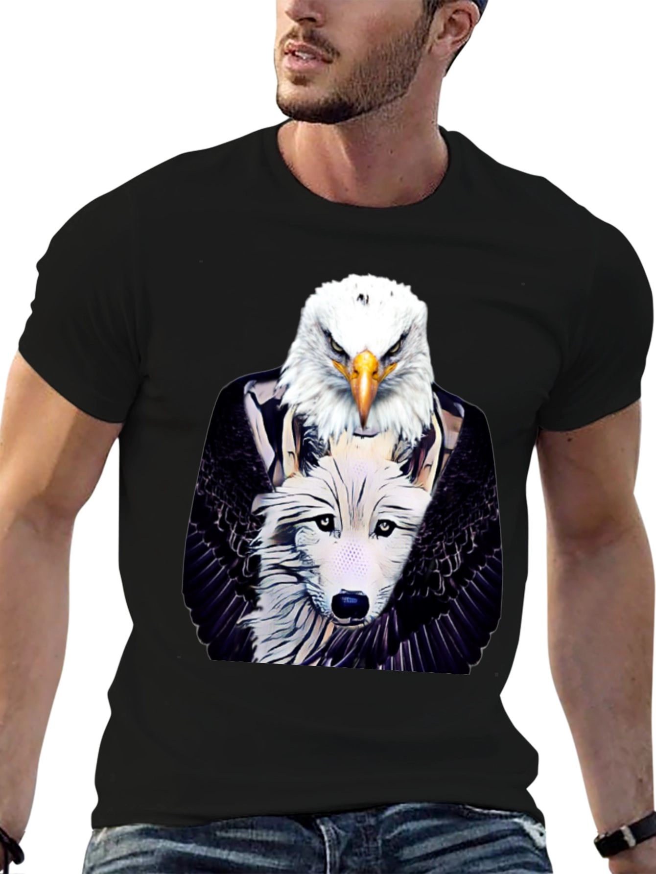 Eagle & Wolf Graphic Tee - Unique Design