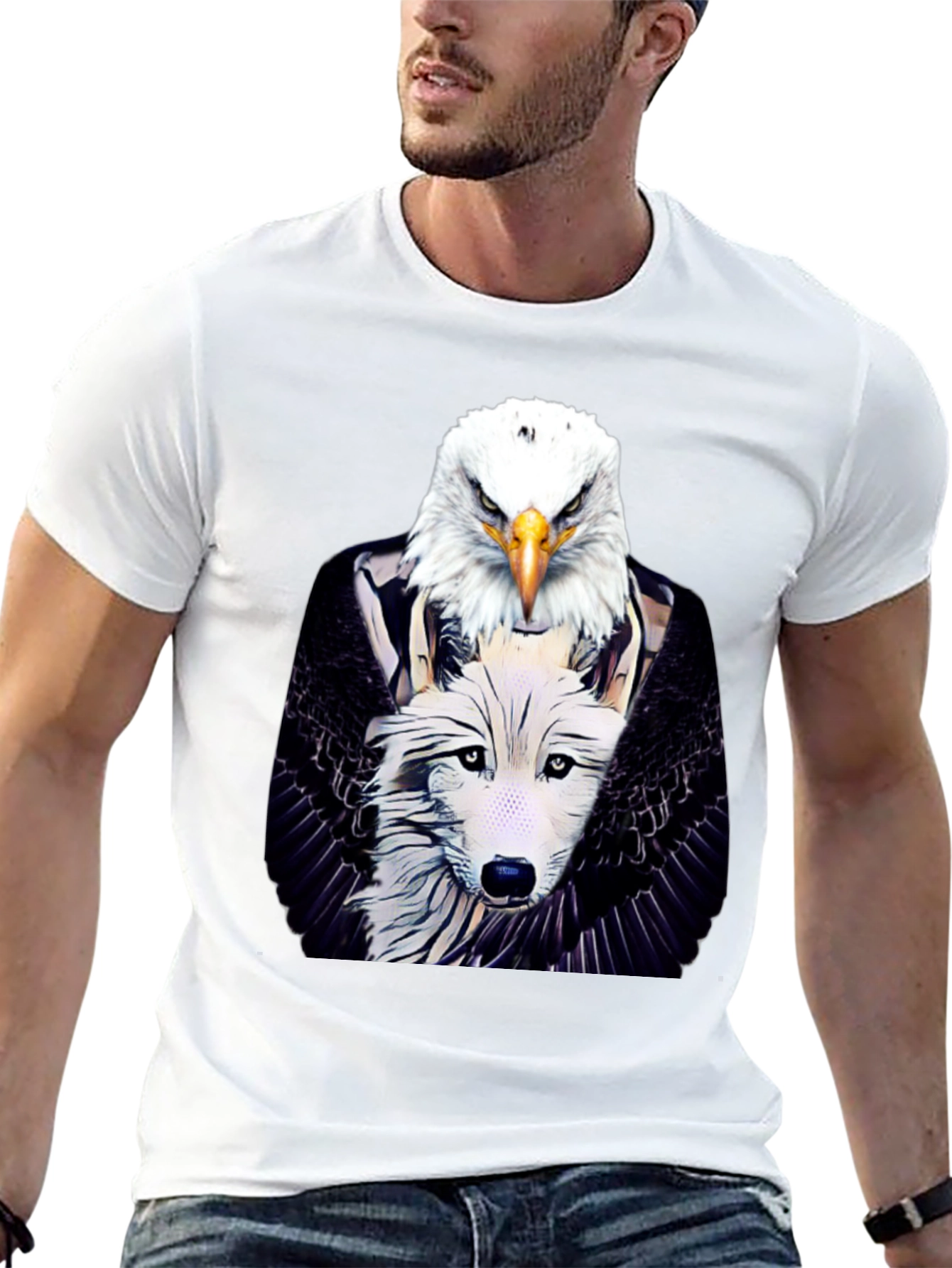 Eagle & Wolf Graphic Tee - Unique Design