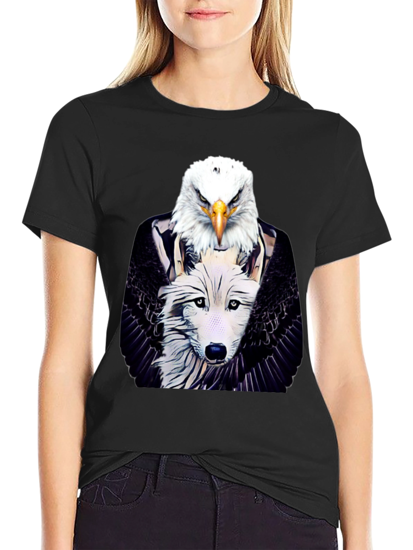 Eagle & Wolf Graphic Tee - Unique Design