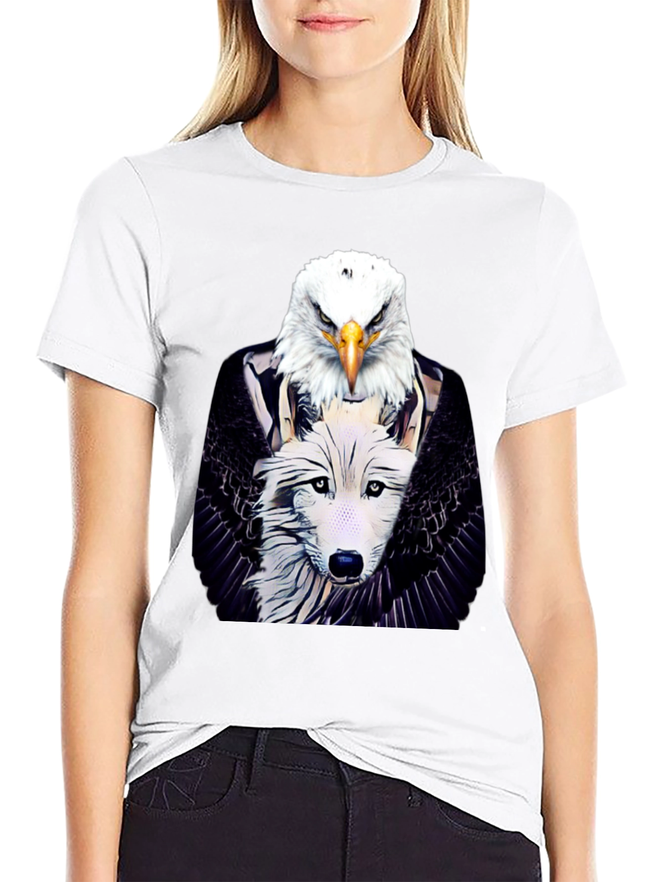 Eagle & Wolf Graphic Tee - Unique Design