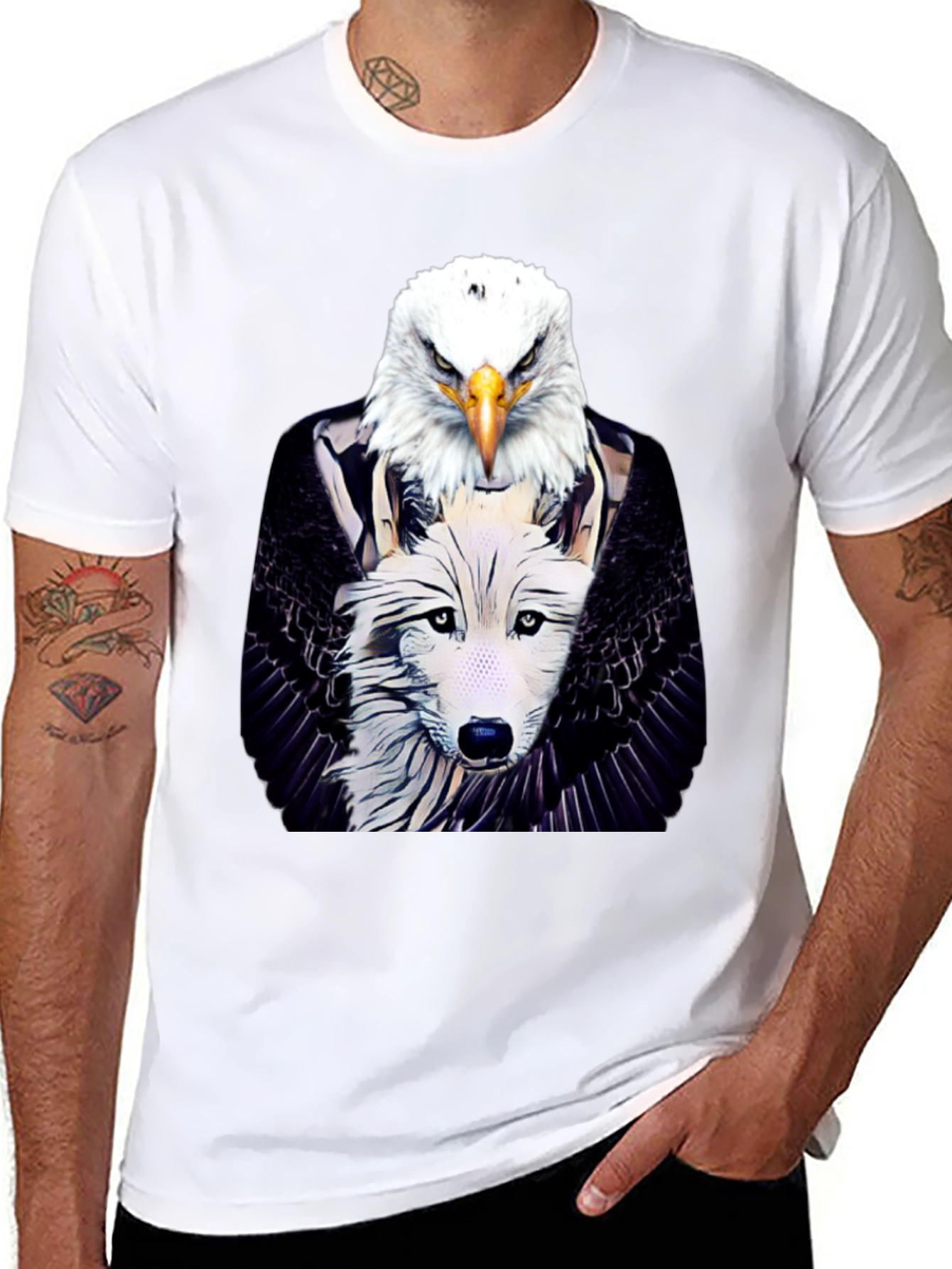 Eagle & Wolf Graphic Tee - Unique Design