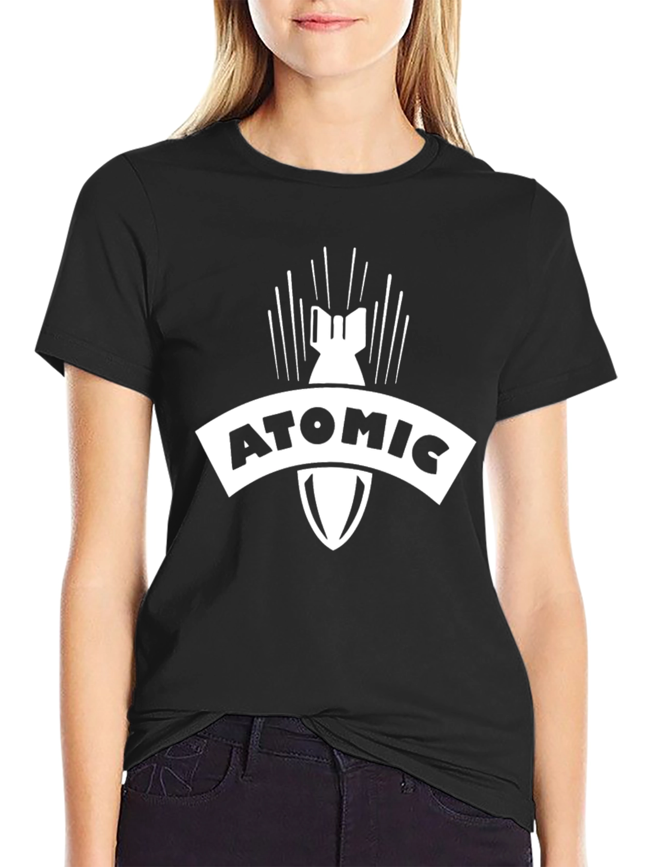 Atomic Bomb Graphic Tee - Black Cotton Casual Shirt