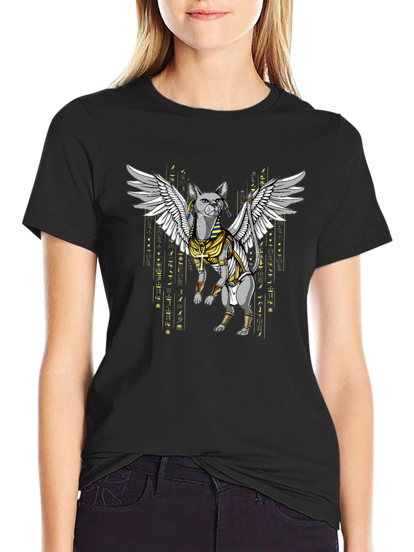 Egyptian Cat Wings T-Shirt - Unique Graphic Tee