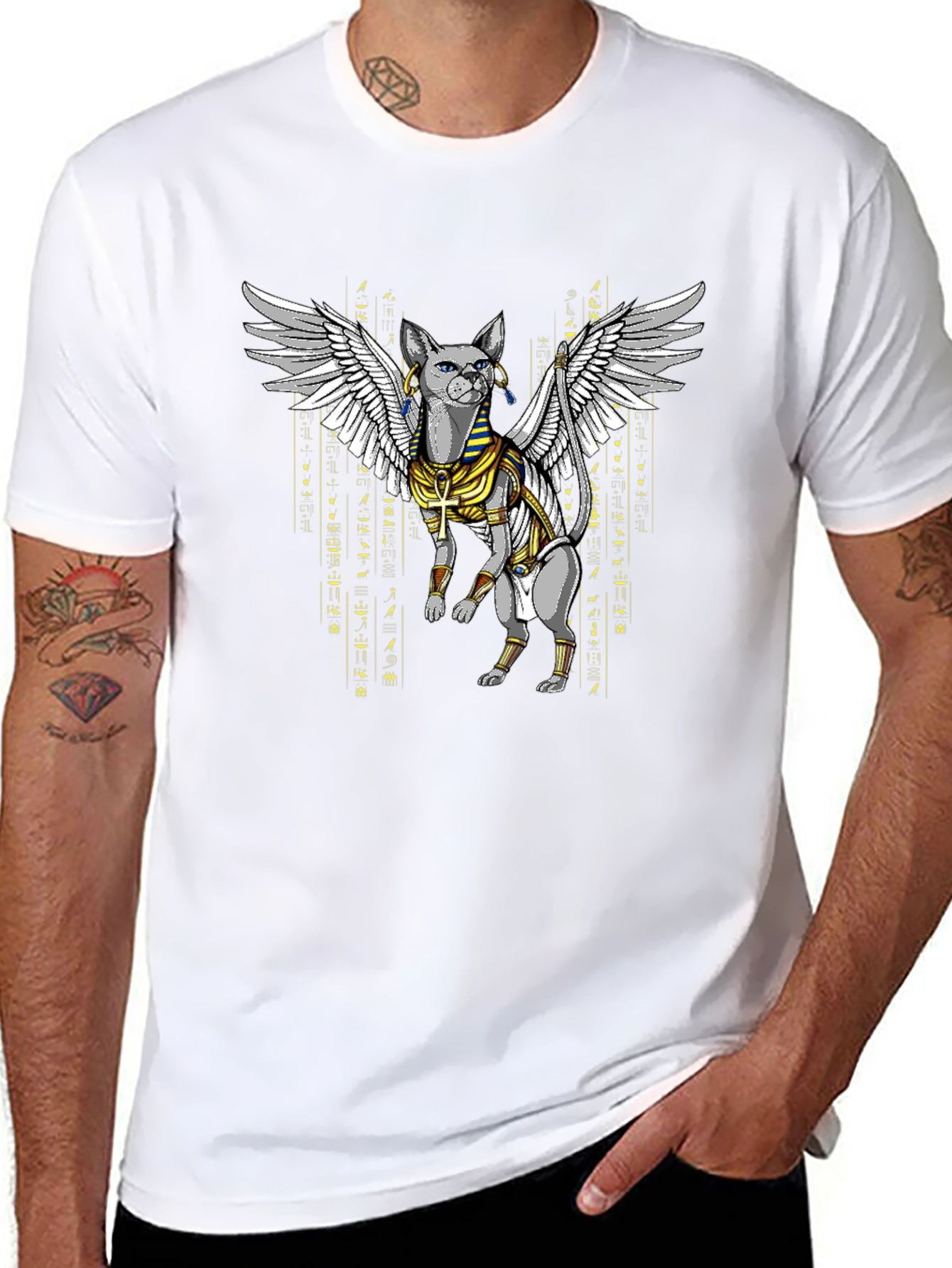 Egyptian Cat Wings T-Shirt - Unique Graphic Tee