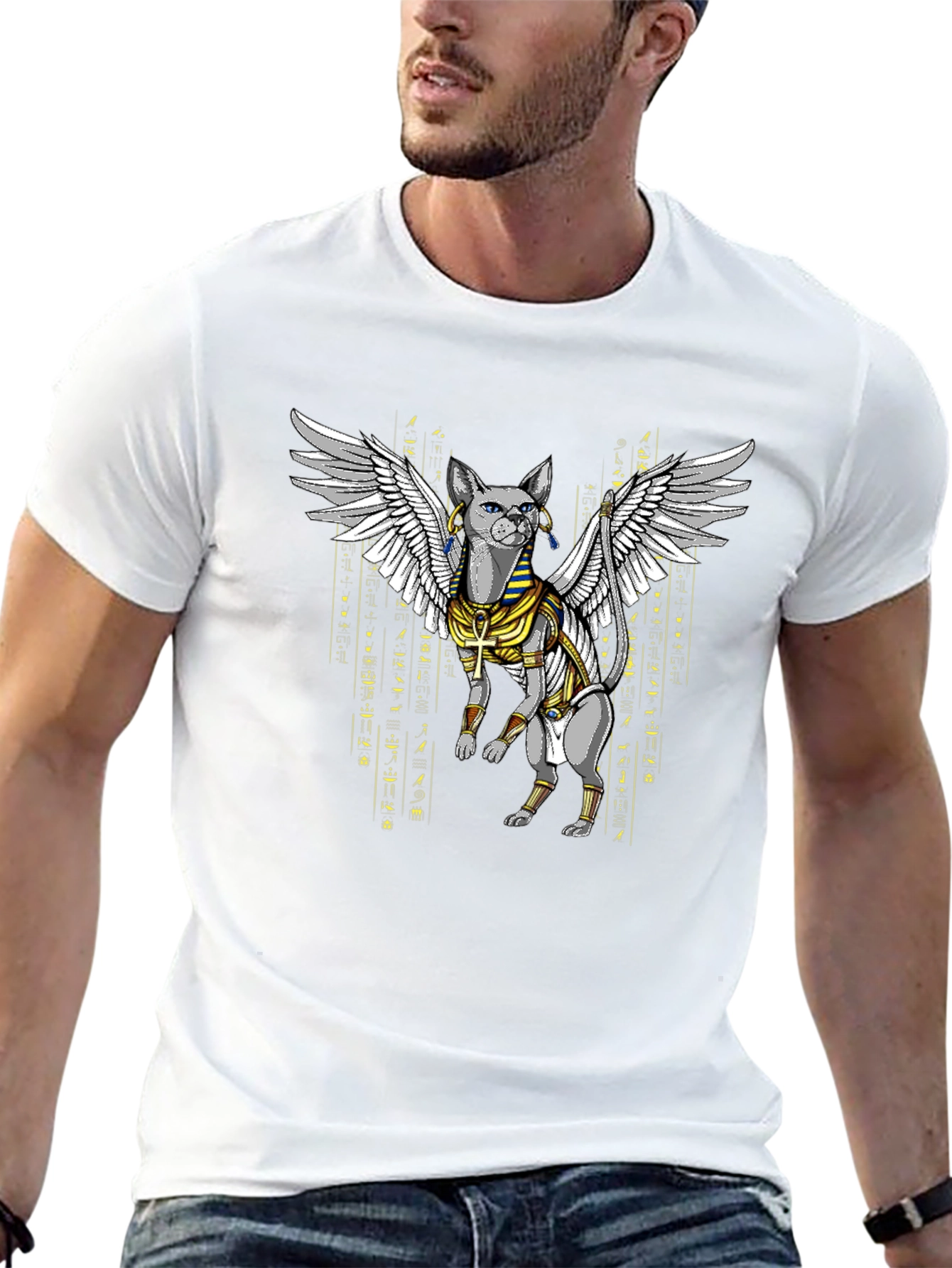 Egyptian Cat Wings T-Shirt - Unique Graphic Tee