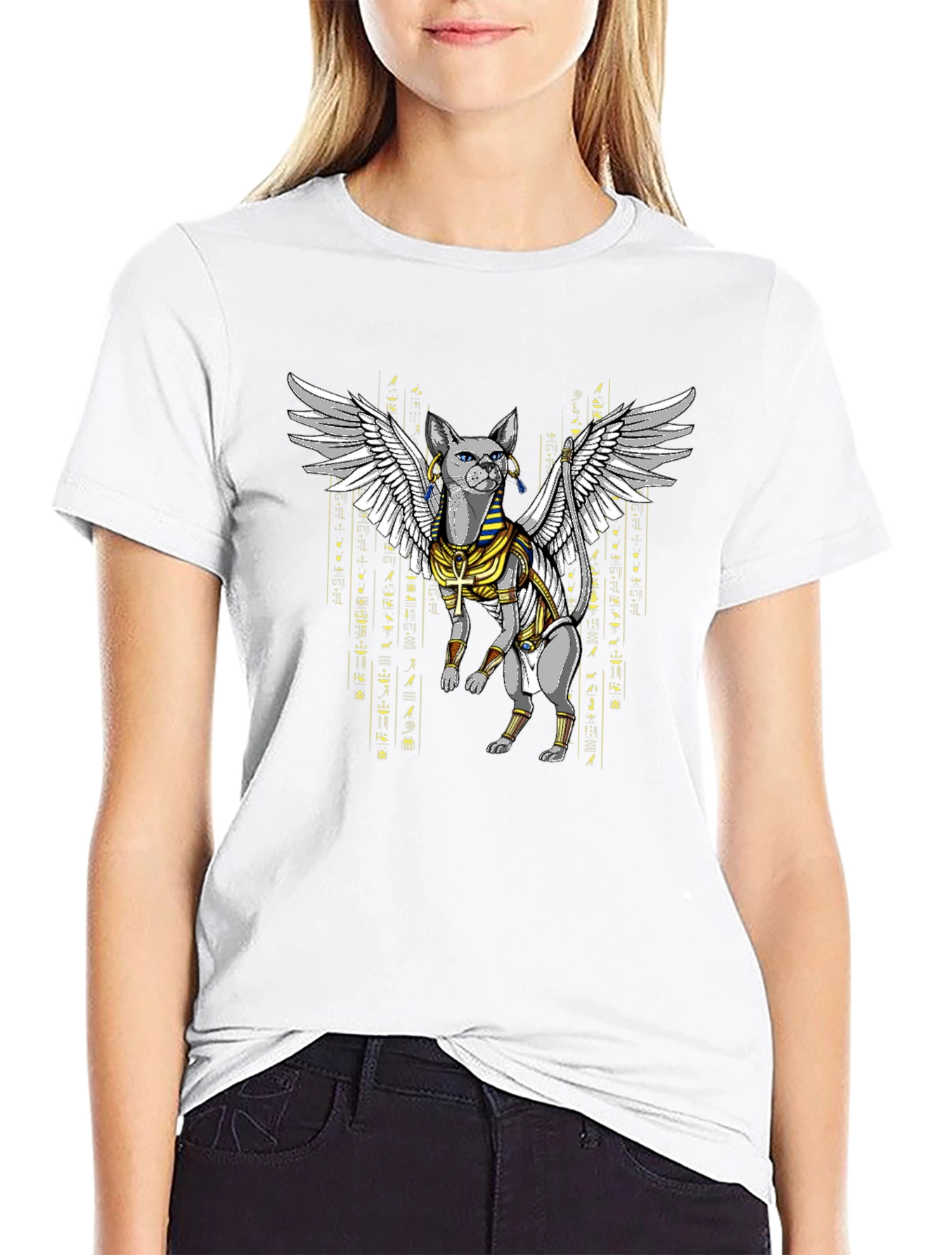 Egyptian Cat Wings T-Shirt - Unique Graphic Tee