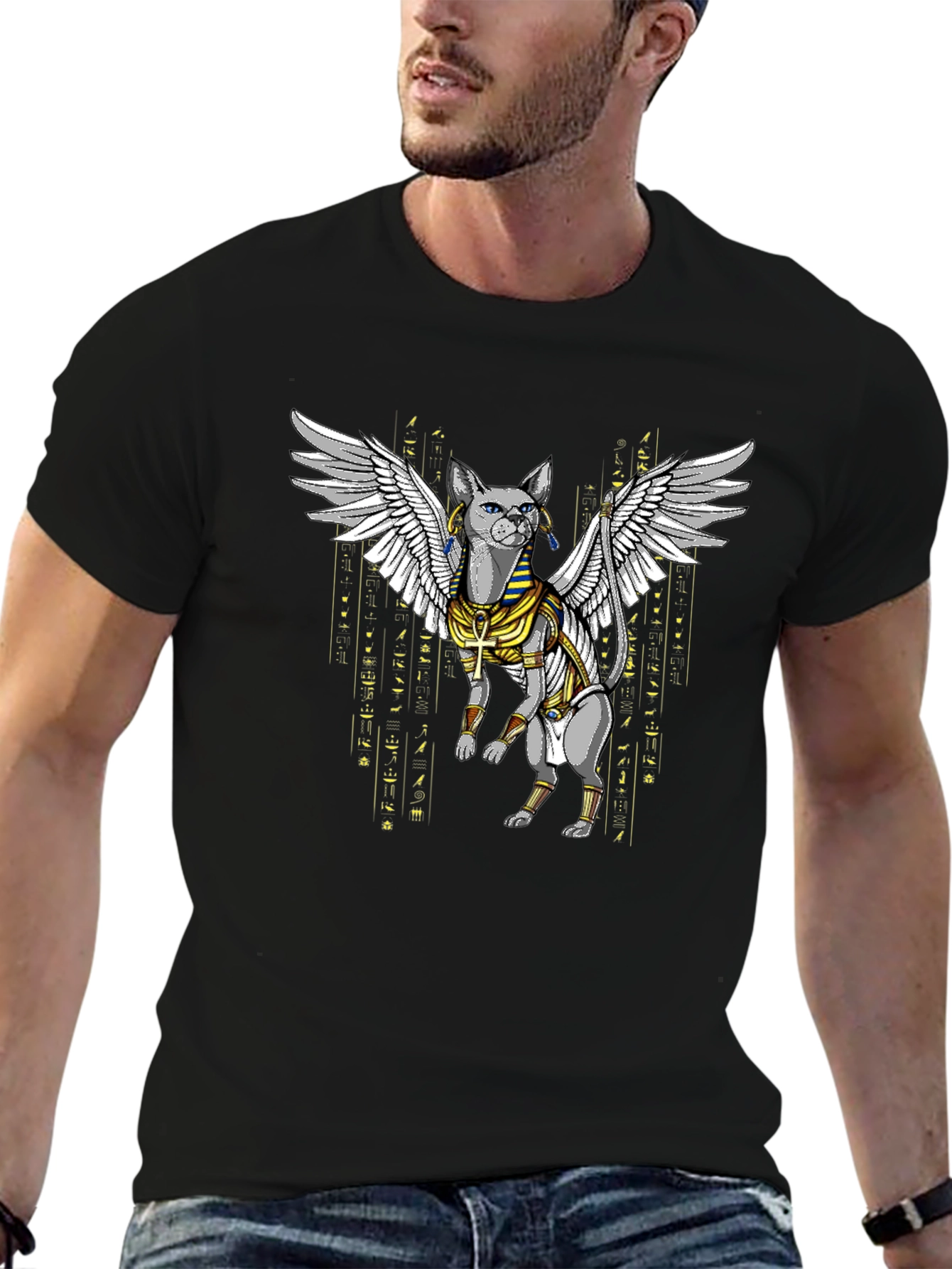Egyptian Cat Wings T-Shirt - Unique Graphic Tee