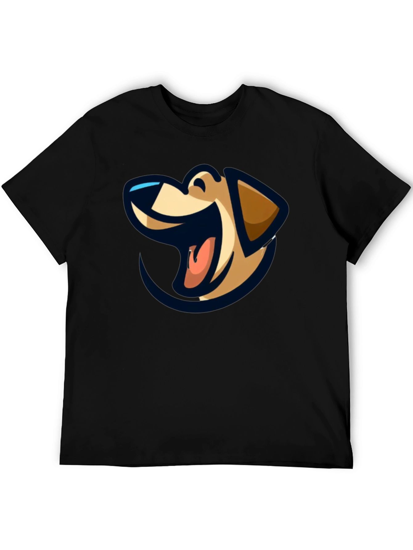 Black T-Shirt with Dog Cartoon Graphic