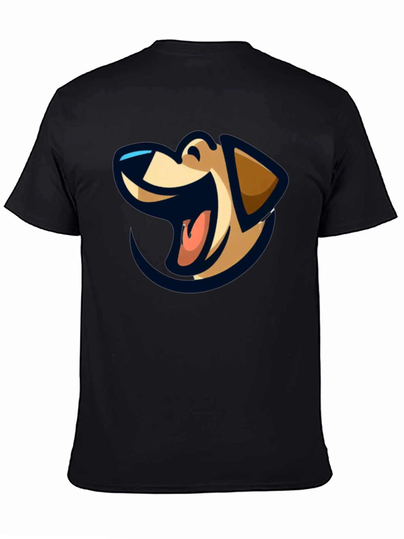 Black T-Shirt with Dog Cartoon Graphic