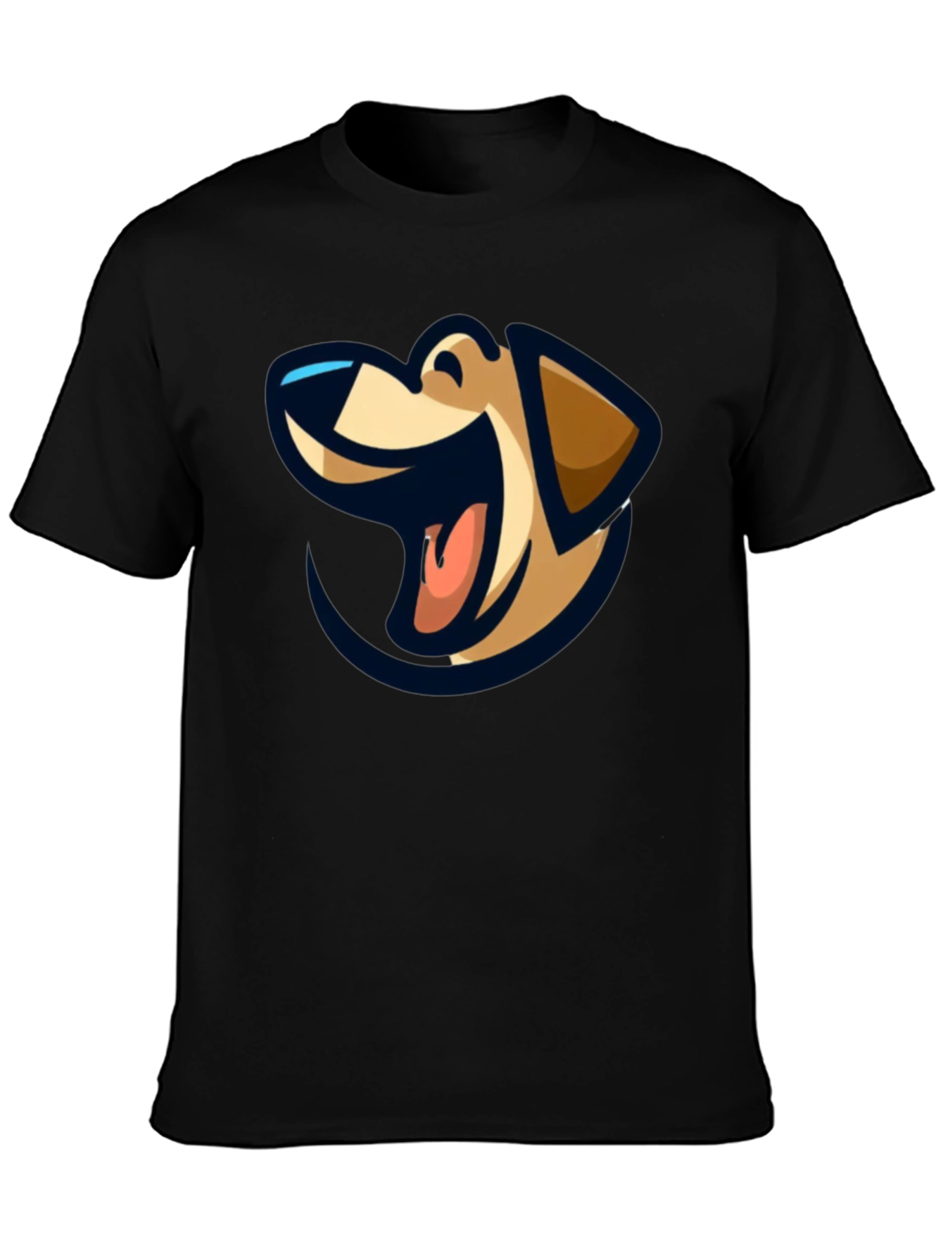 Black T-Shirt with Dog Cartoon Graphic