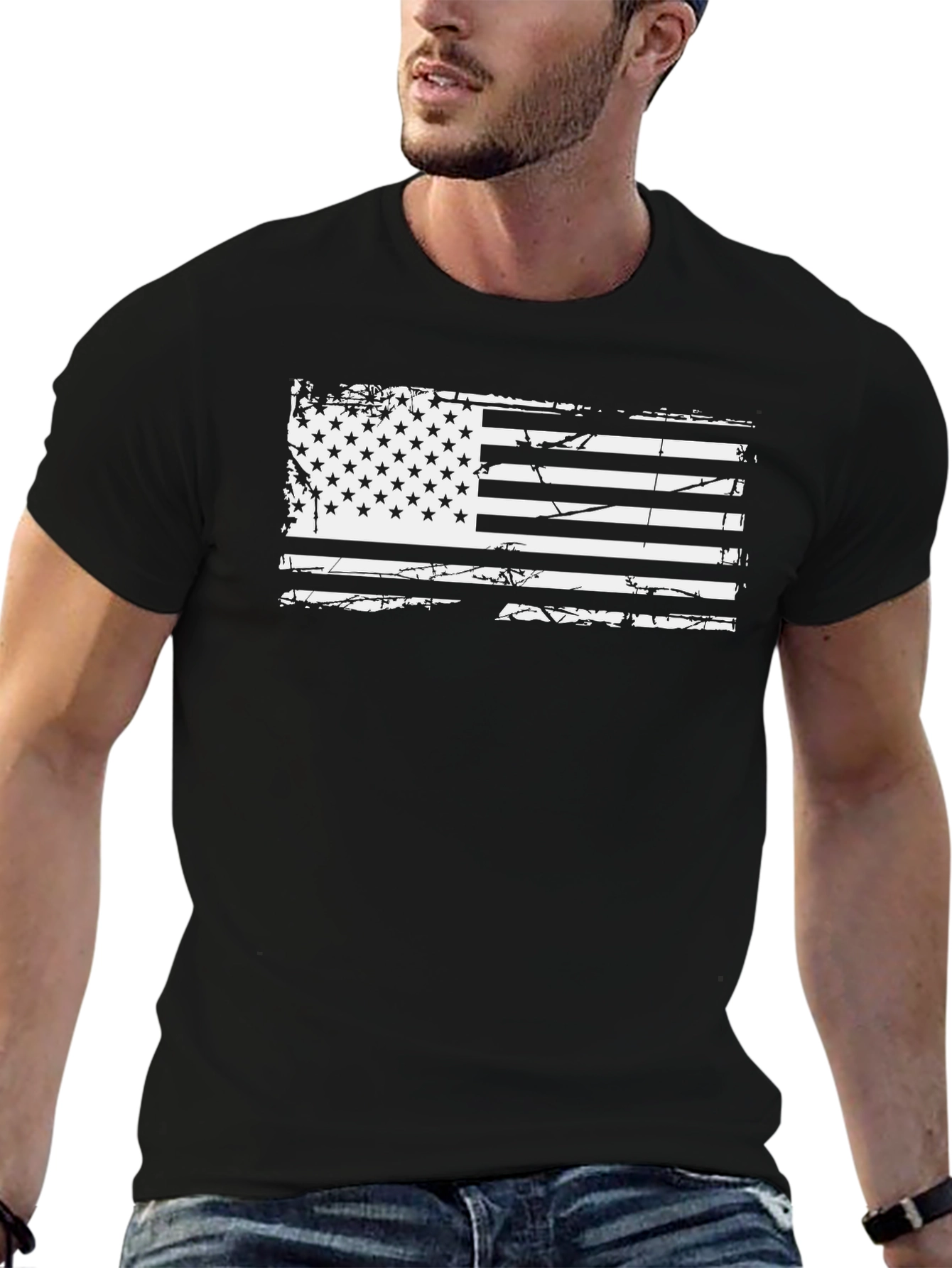 Distressed American Flag Graphic T-Shirt
