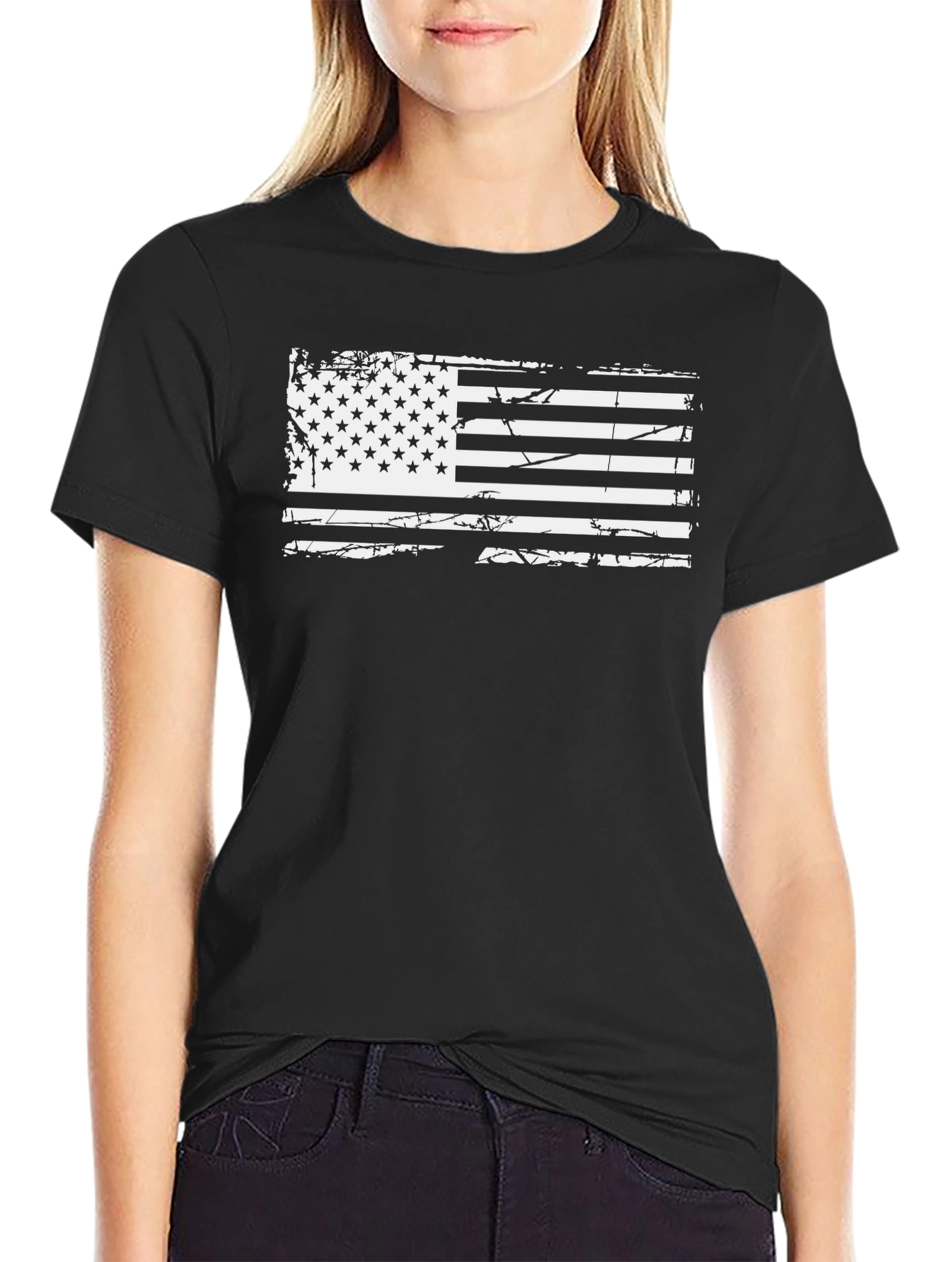 Distressed American Flag Graphic T-Shirt