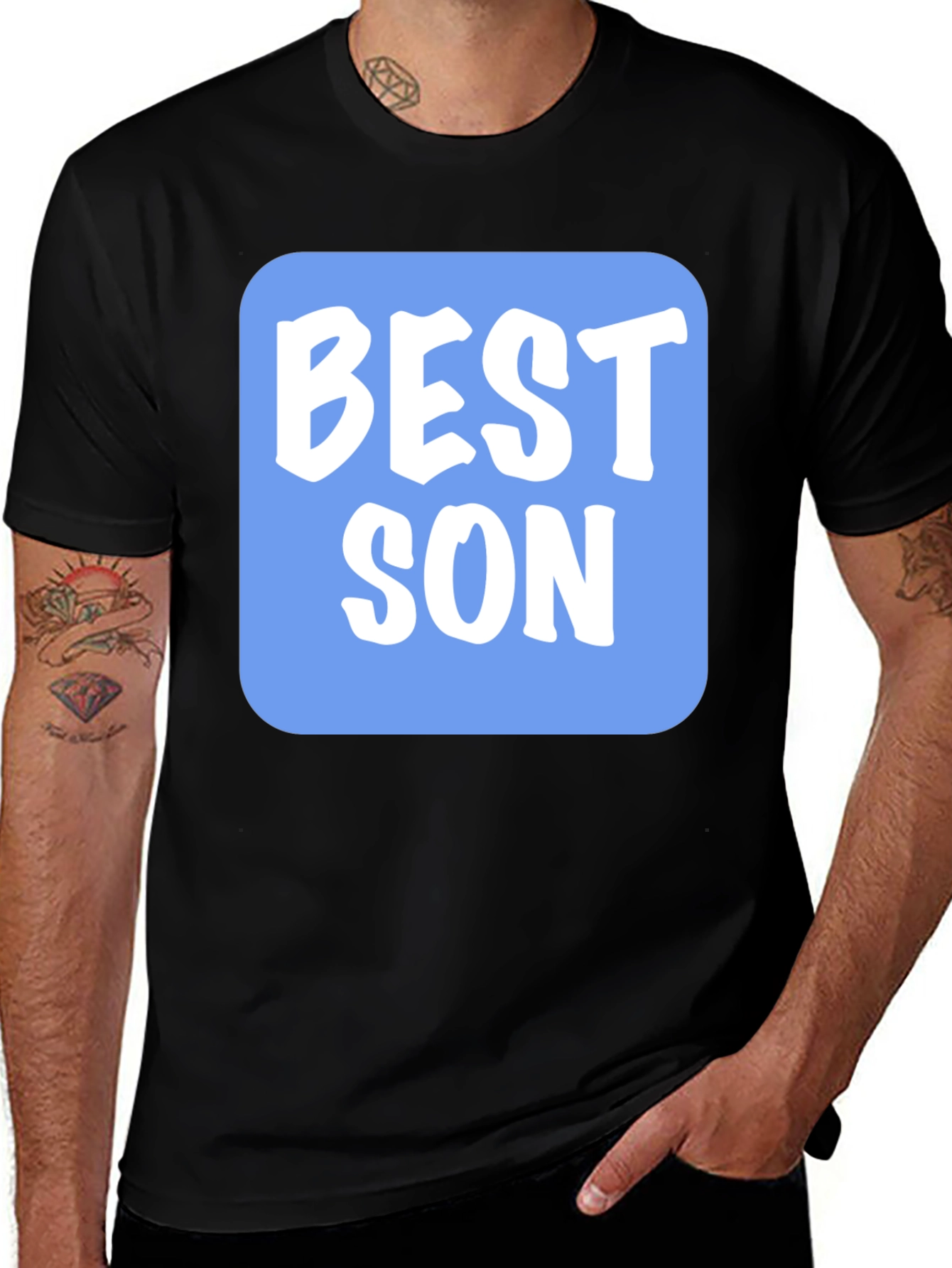Best Son T-Shirt - Black Tee with Blue Graphic