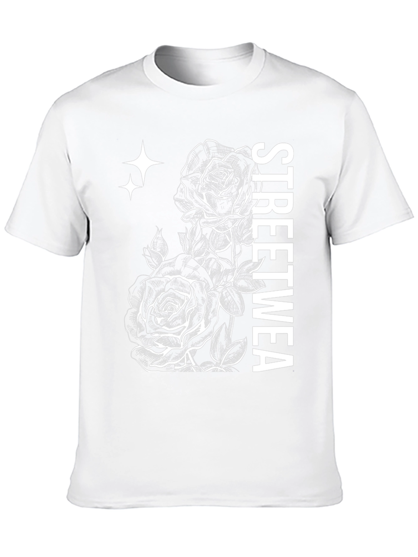 Streetwear Rose Graphic T-Shirt - Black