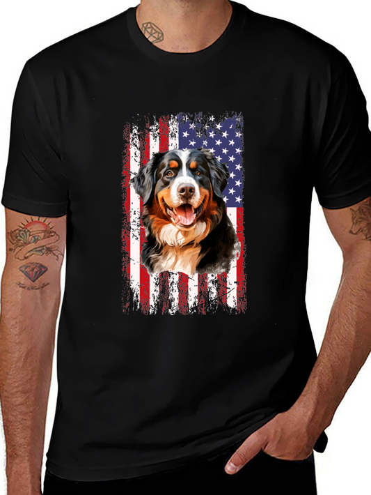 American Flag Bernese Mountain Dog T-Shirt