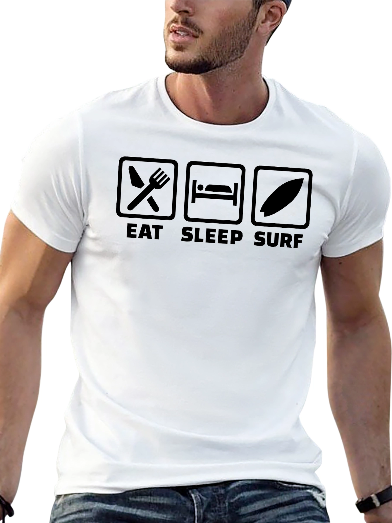 Eat Sleep Surf Graphic Tee - Casual Surfer T-Shirt