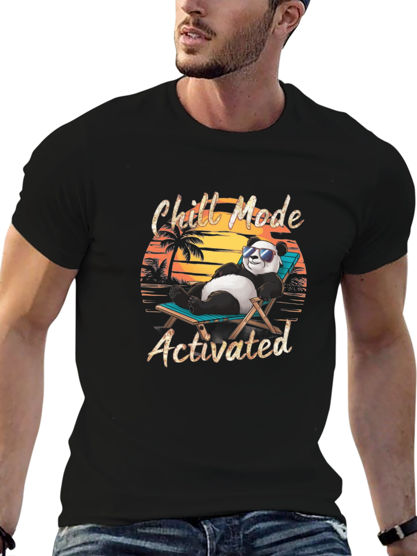 Chill Mode Activated Panda Graphic T-Shirt