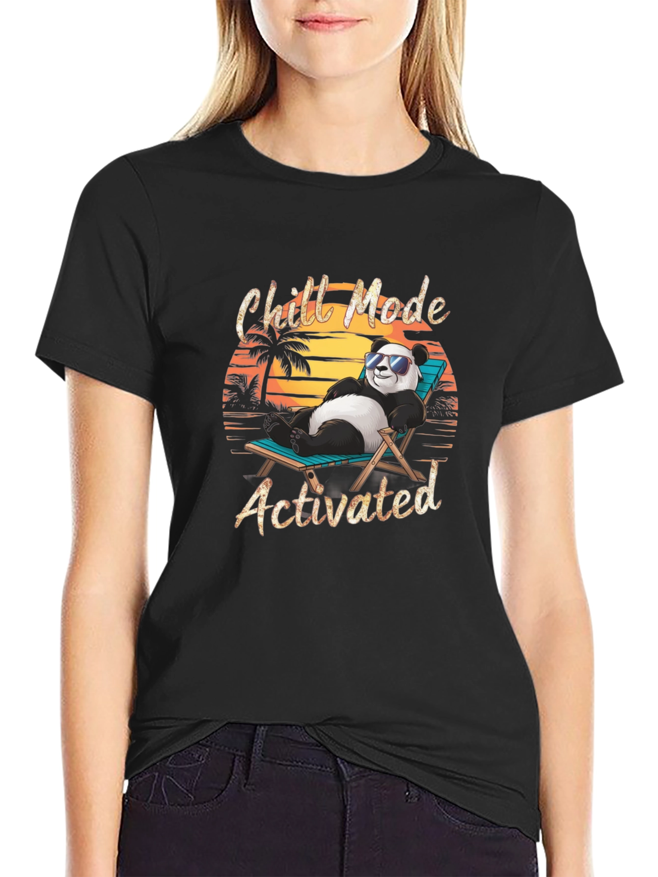 Chill Mode Activated Panda Graphic T-Shirt